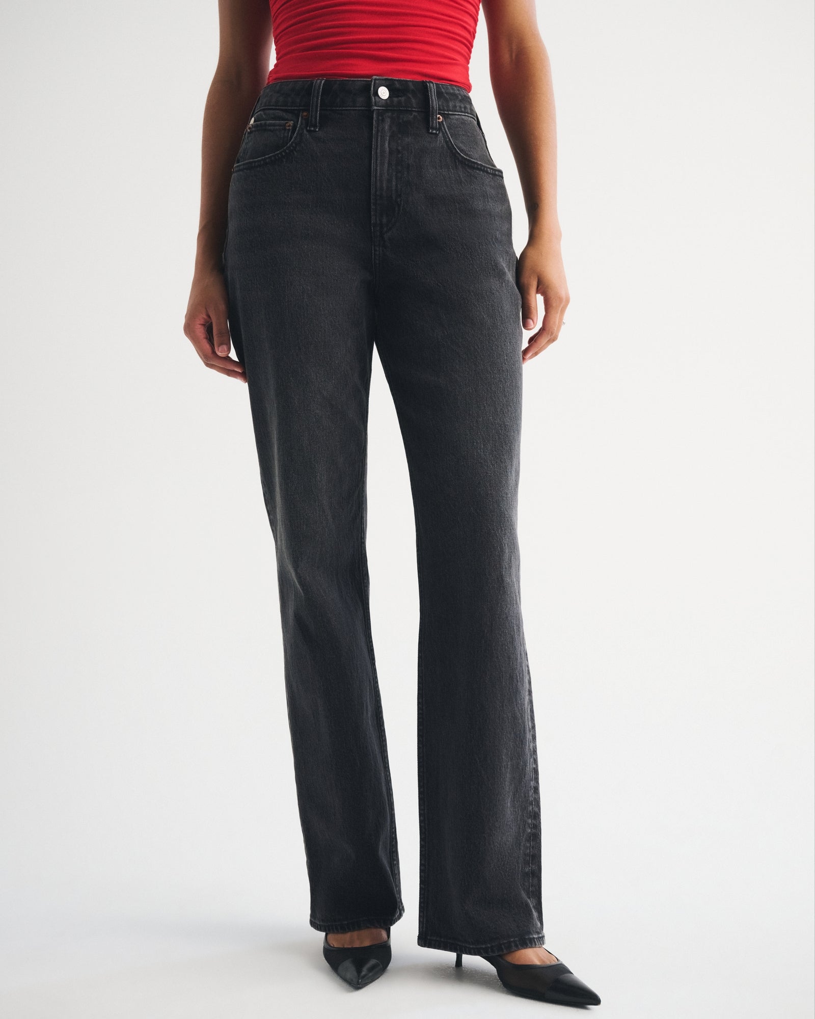 Abercrombie Curve Love High Rise 90s Relaxed Floral Embroidered Jean