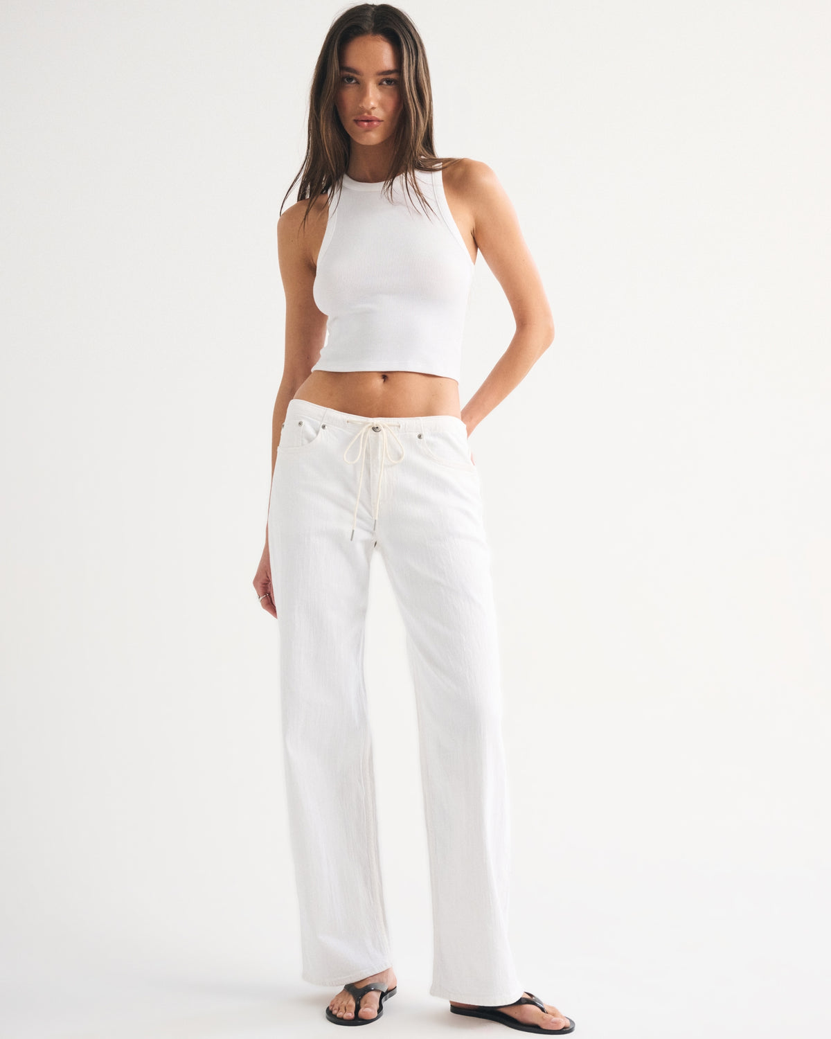 Abercrombie Linen-Blend Low Rise Ultra Loose Drawstring Jean