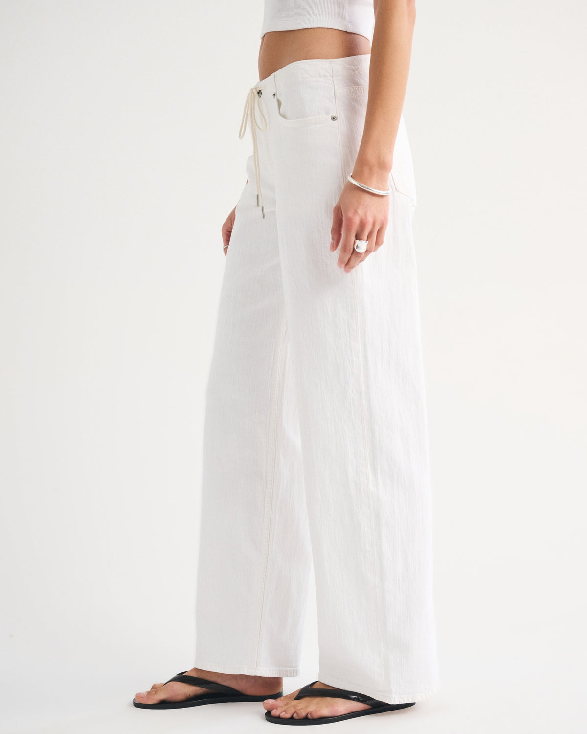 Abercrombie Linen-Blend Low Rise Ultra Loose Drawstring Jean