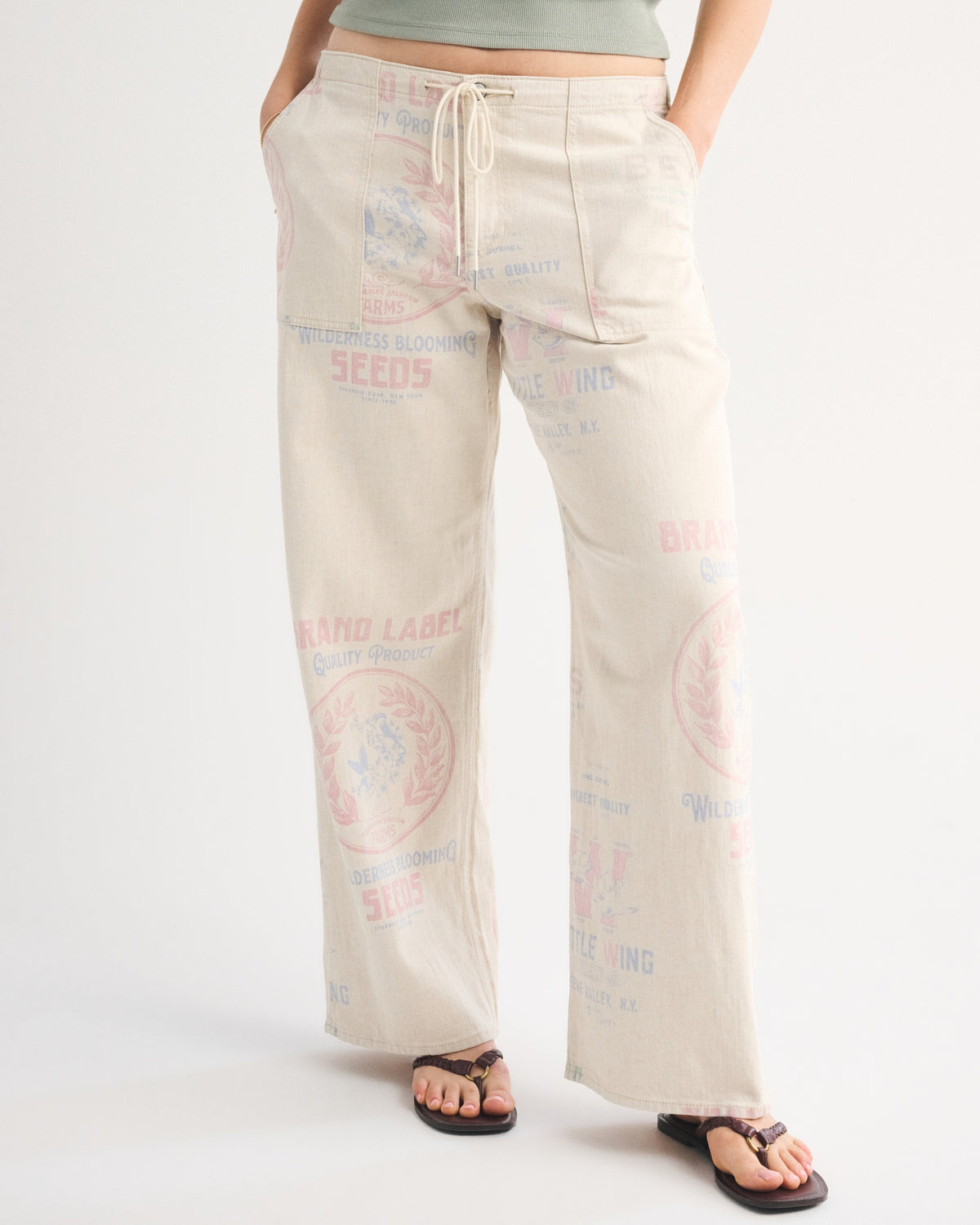 Abercrombie Curve Love Linen-Blend Low Rise Ultra Loose Drawstring Jean