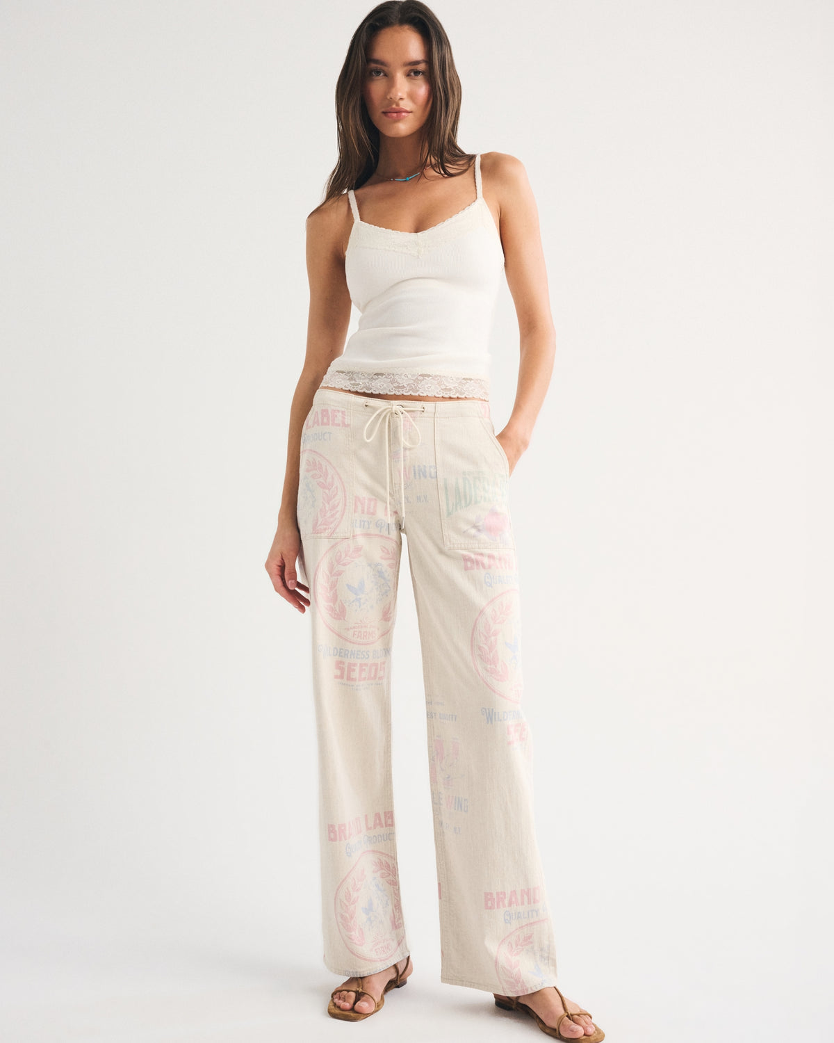 Abercrombie Linen-Blend Low Rise Ultra Loose Drawstring Jean