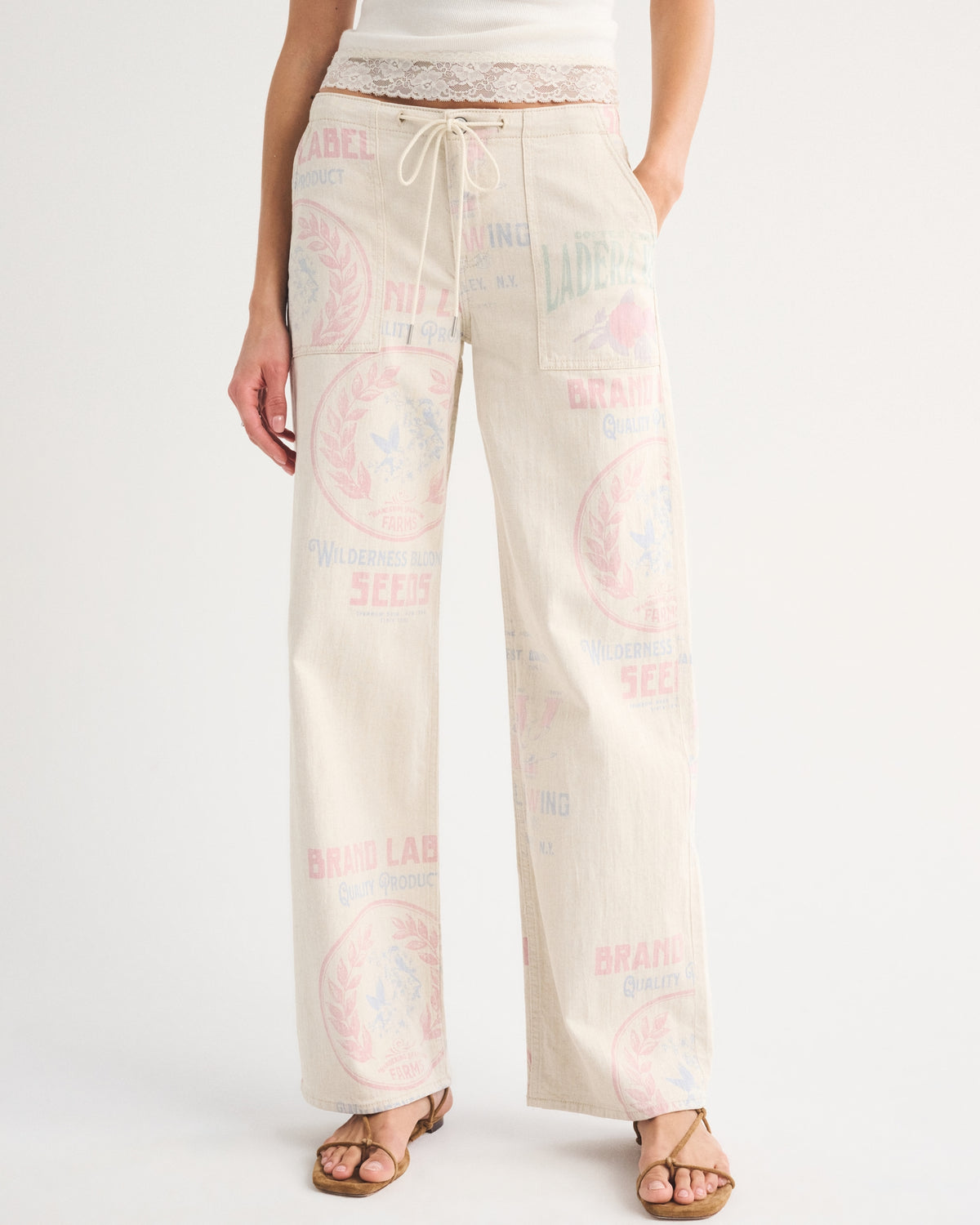 Abercrombie Linen-Blend Low Rise Ultra Loose Drawstring Jean