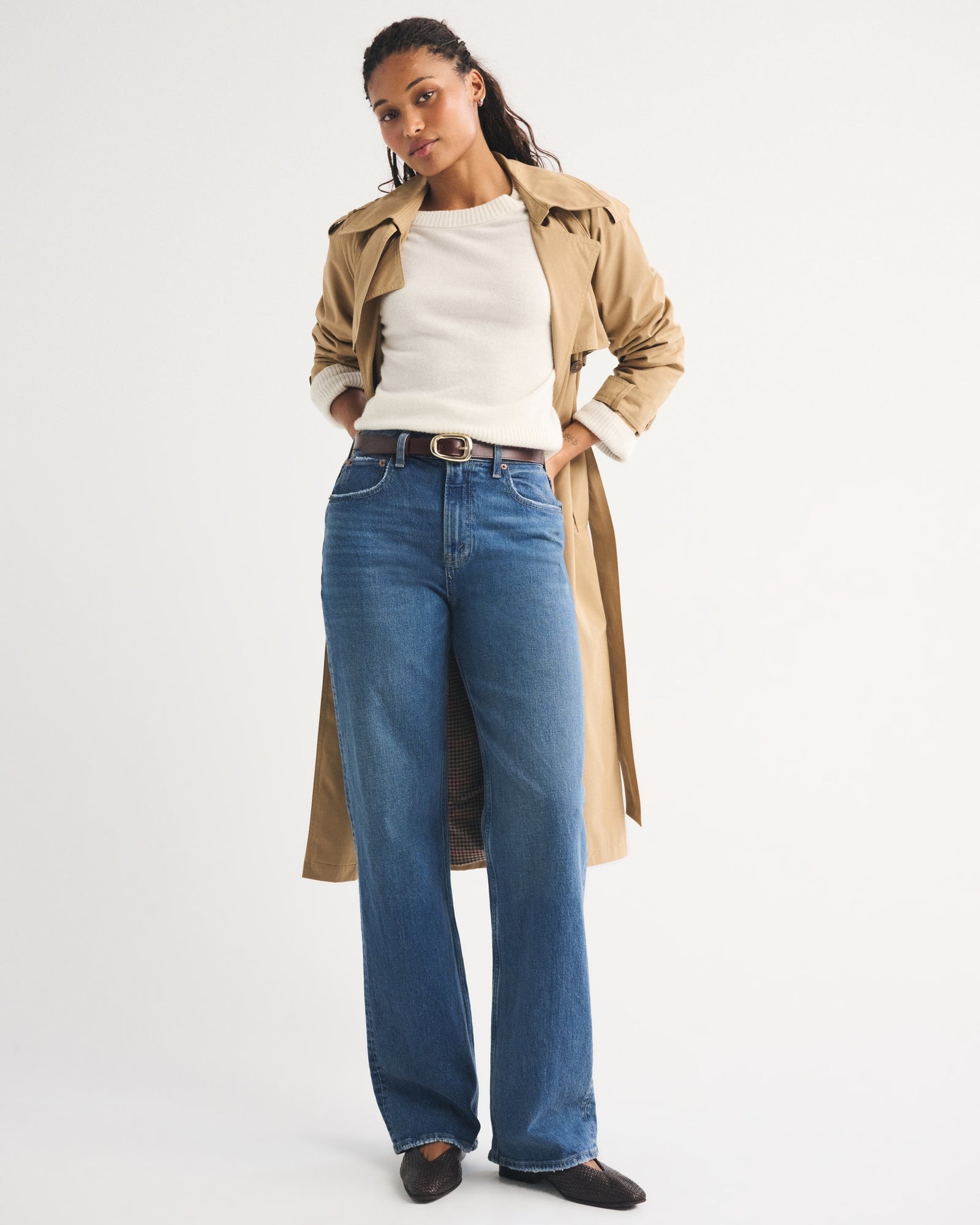 Abercrombie Curve Love High Rise 90s Relaxed Floral Embroidered Jean