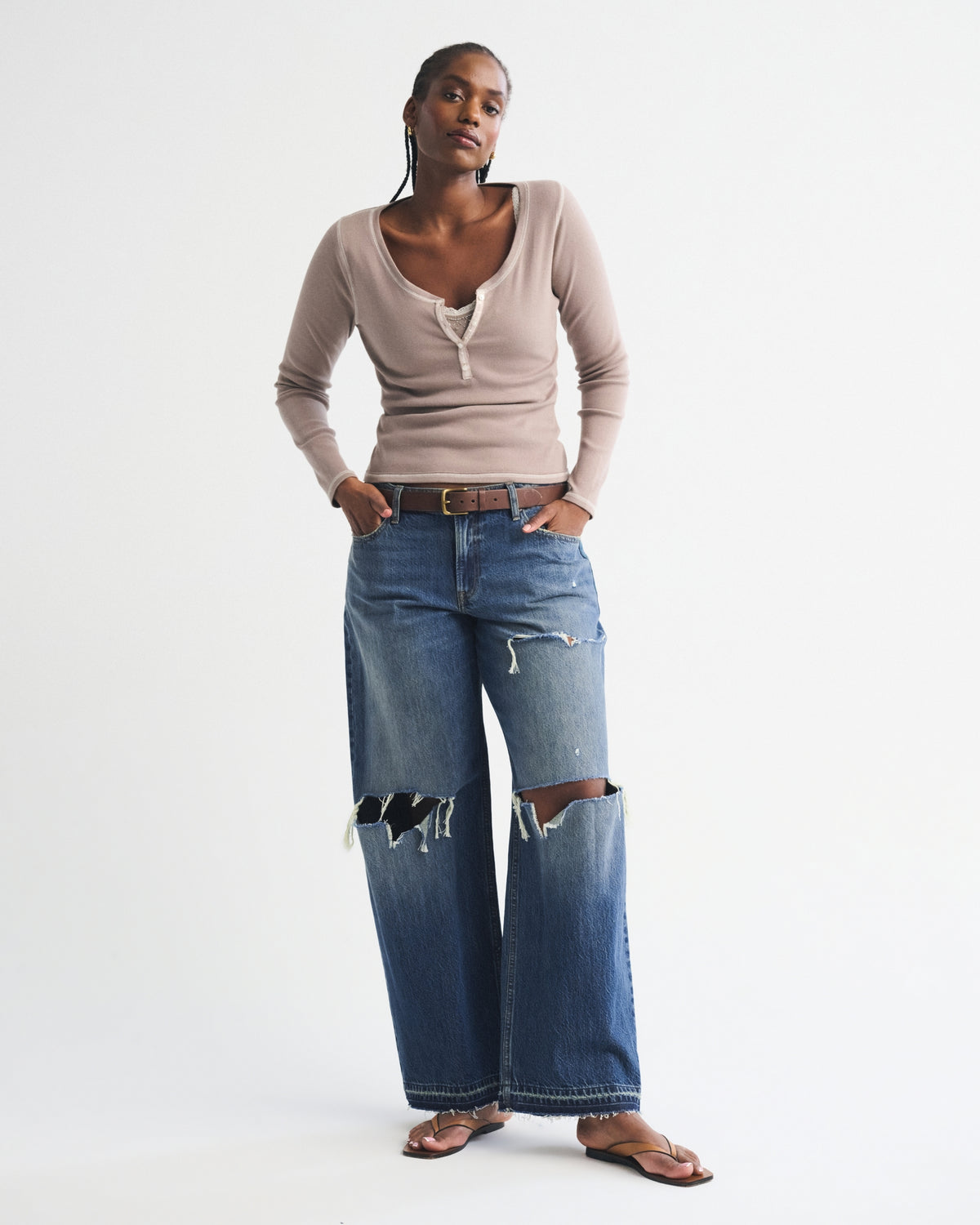 Abercrombie Curve Love Low Rise Ultra Loose Cuffed Hem Jean