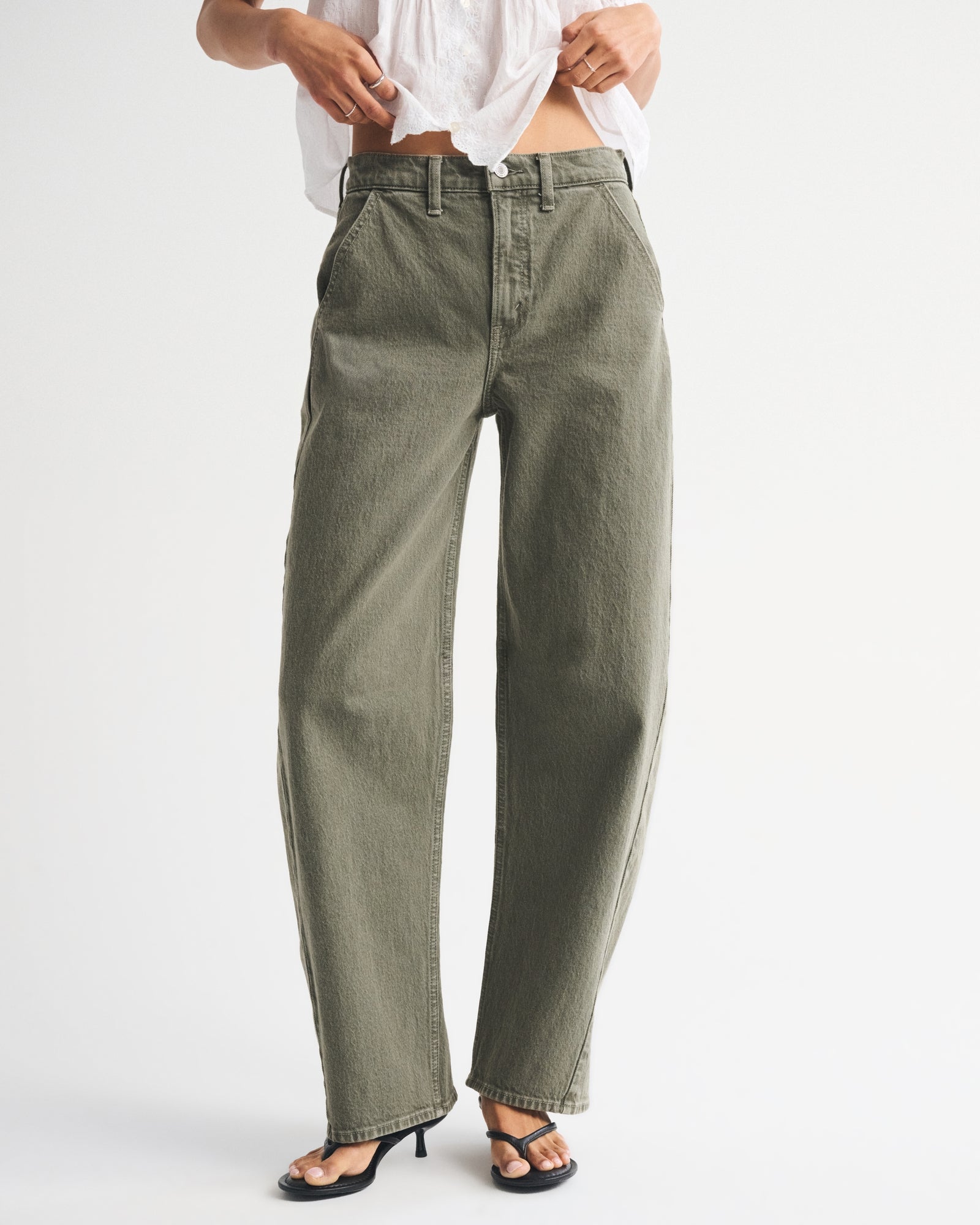 Abercrombie High Rise Barrel Jean