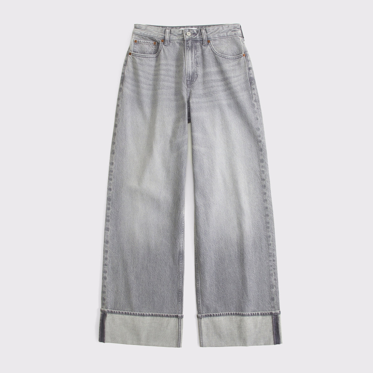 Abercrombie High Rise Wide Leg Fish Embroidered Jean