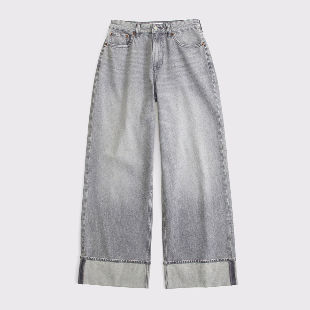 Abercrombie Curve Love High Rise Wide Leg Fish Embroidered Jean