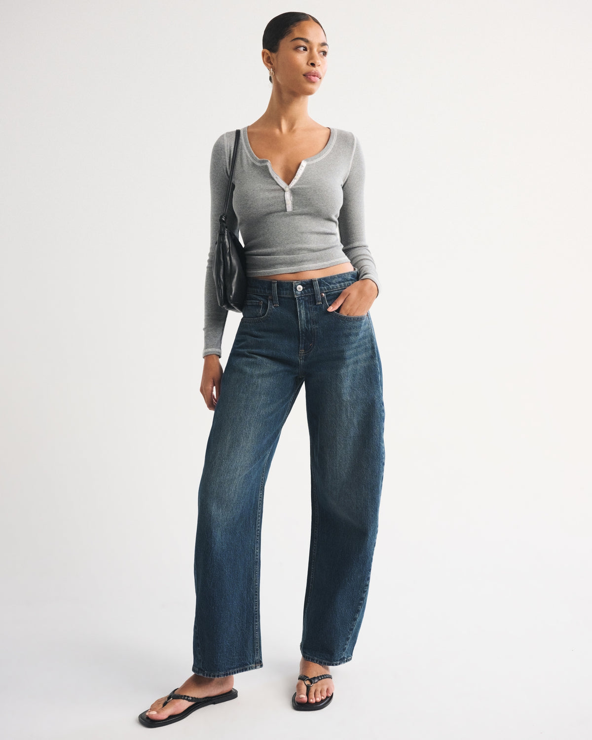 Abercrombie High Rise Barrel Jean
