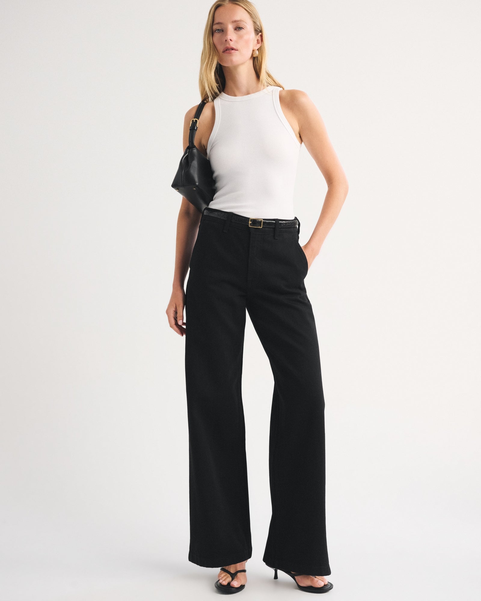 Abercrombie High Rise Wide Leg Fish Embroidered Jean