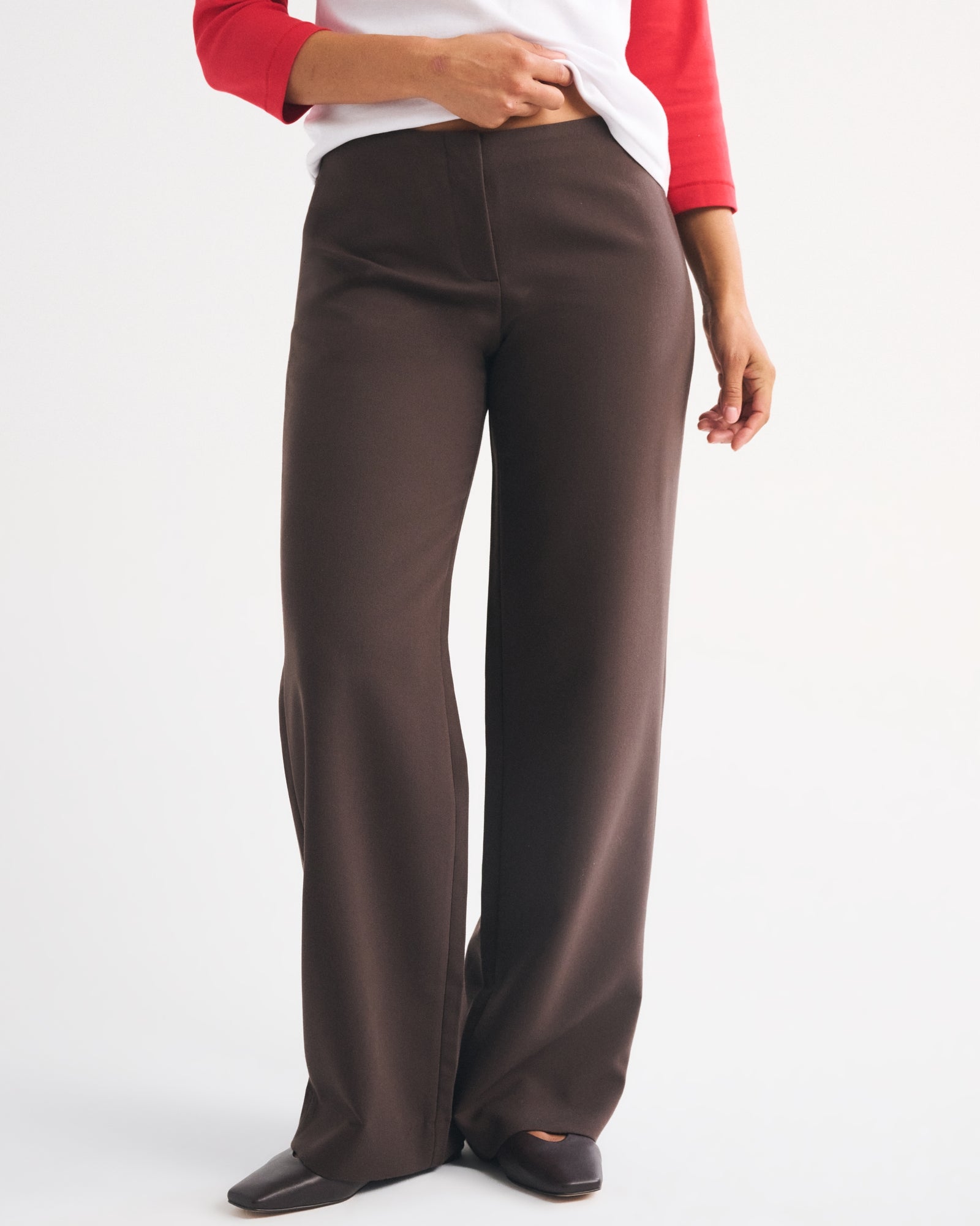 Abercrombie Curve Love Clean Waist Low Rise Tailored Wide Leg Pant