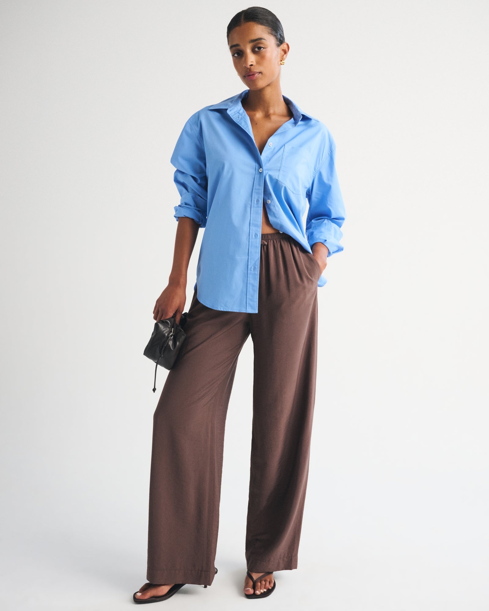 Abercrombie A&F Gemma Crepe Wide Leg Pull-On Pant