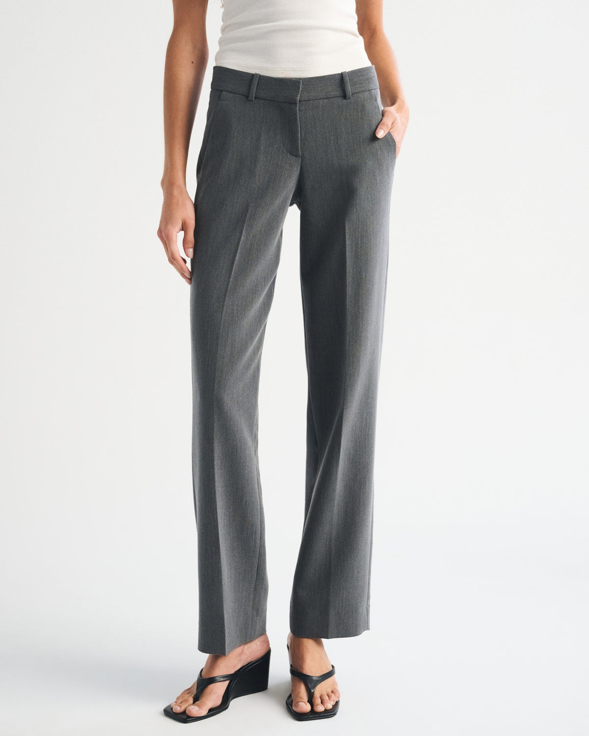Abercrombie Low Rise Adjustable Waist Tailored Straight Pant