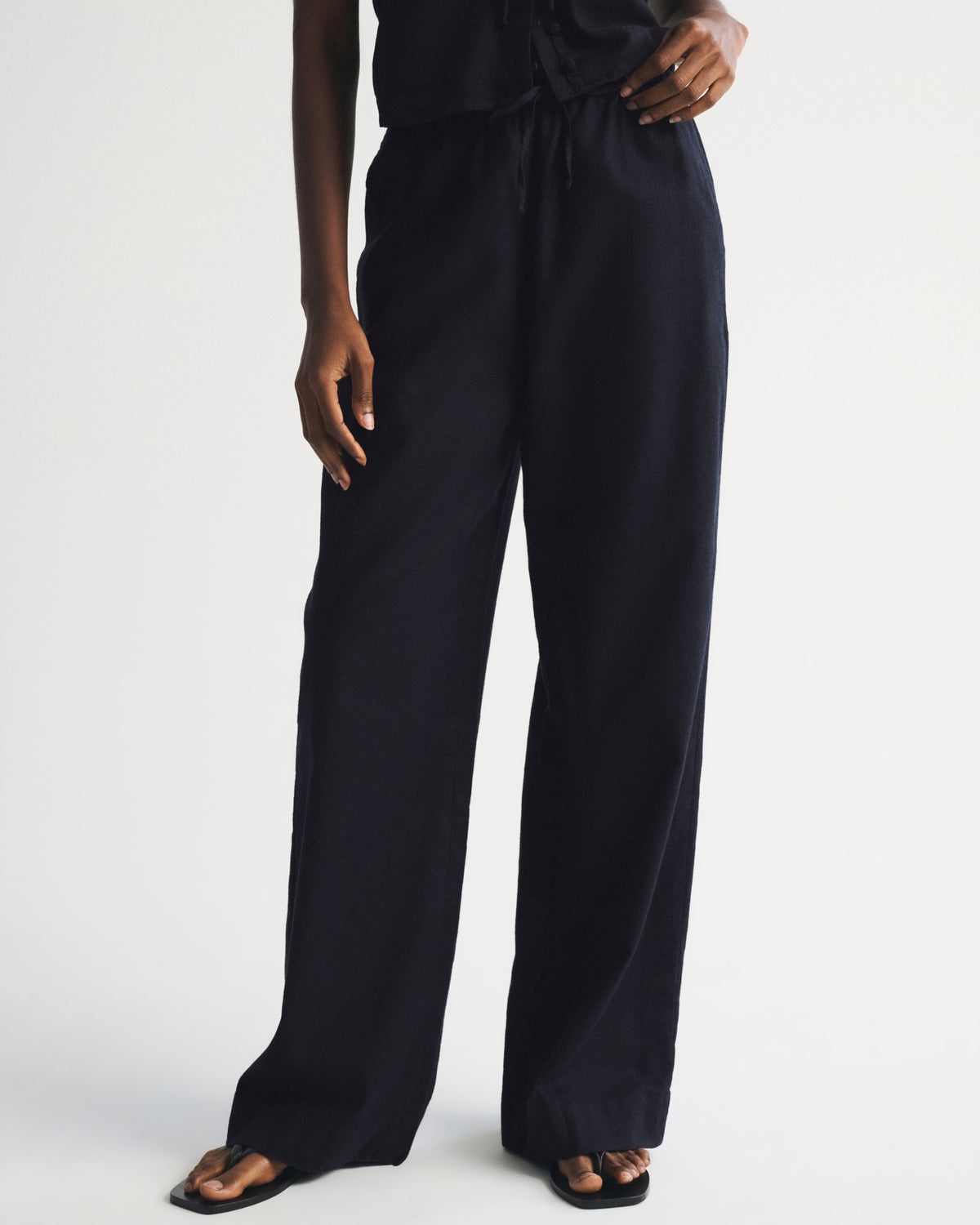 Abercrombie A&F Gemma Linen-Blend Wide Leg Pull-On Pant