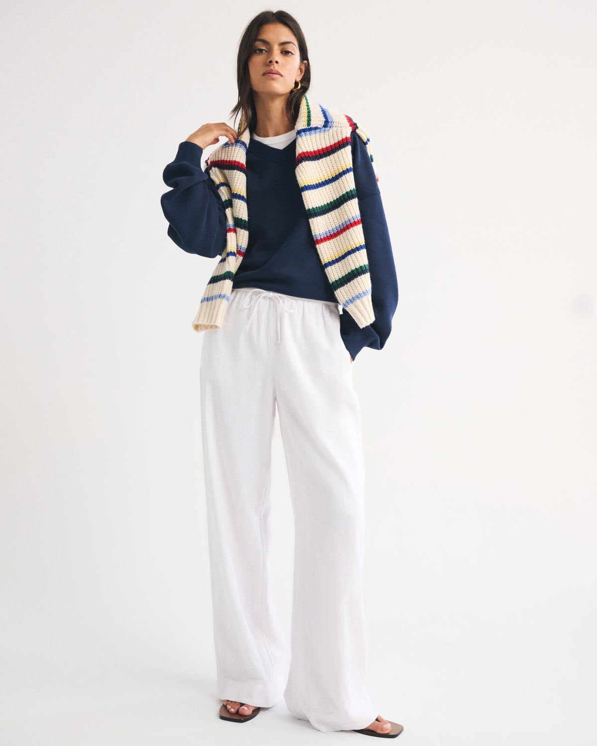 Abercrombie A&F Gemma Linen-Blend Wide Leg Pull-On Pant