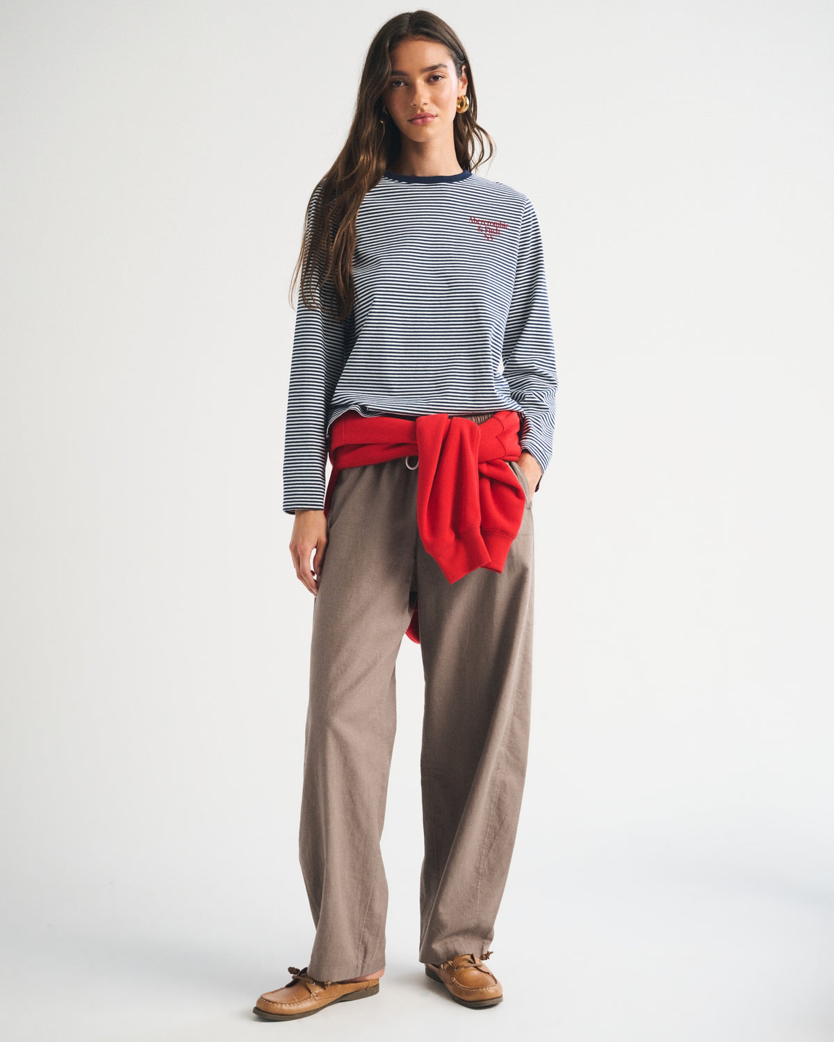 Abercrombie Linen-Blend Barrel Pull-On Pant