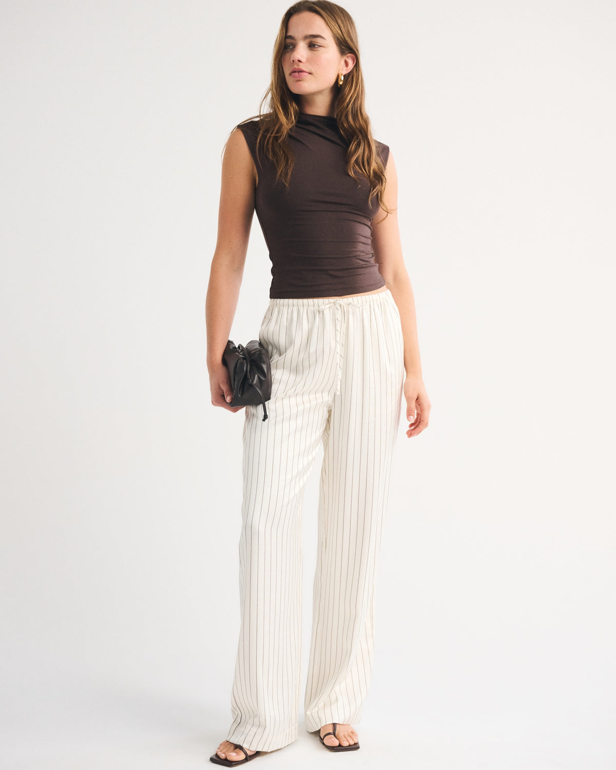 Abercrombie A&F Gemma Satin Wide Leg Pull-On Pant