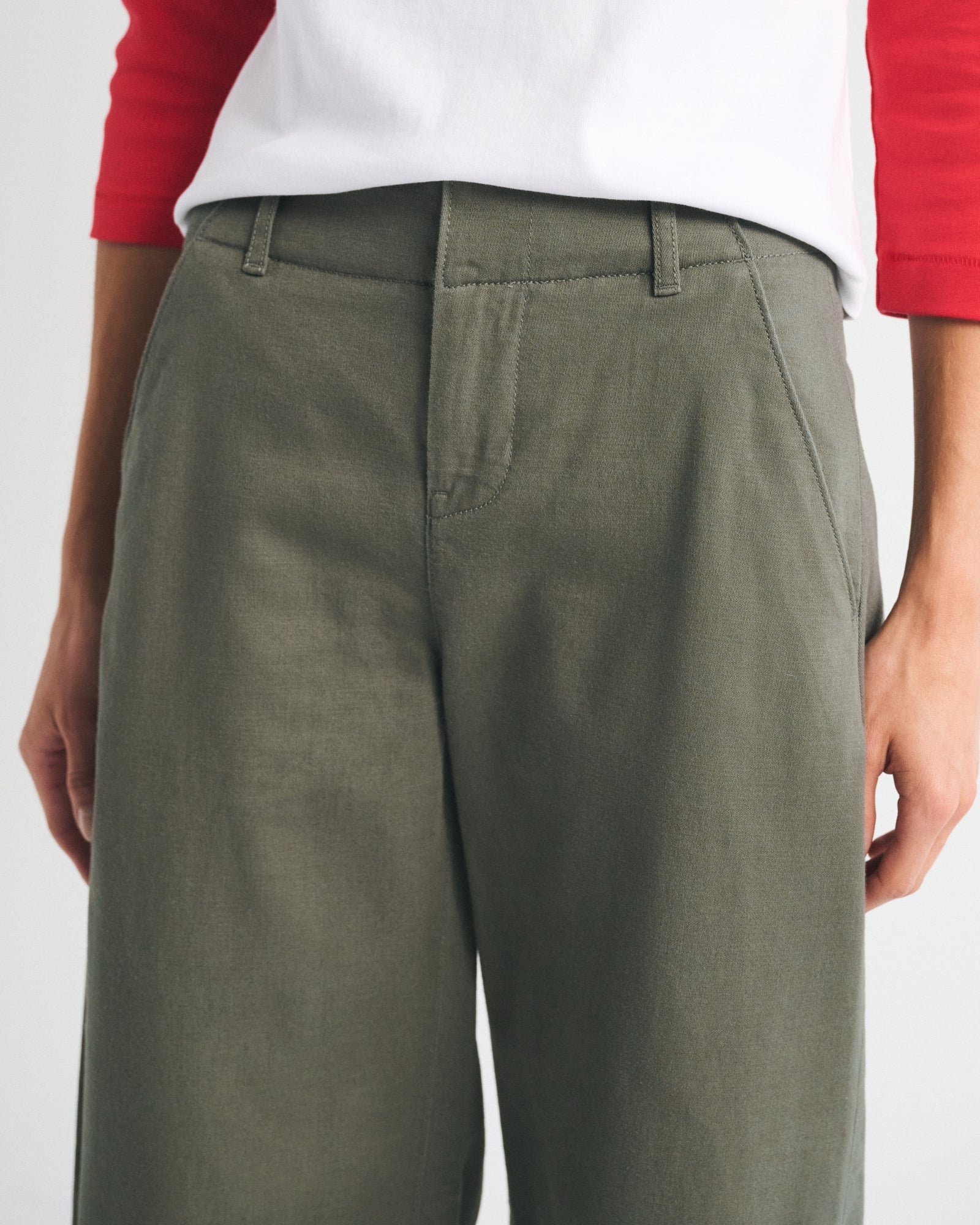 Abercrombie 100% Cotton High Rise Chino Barrel Pant