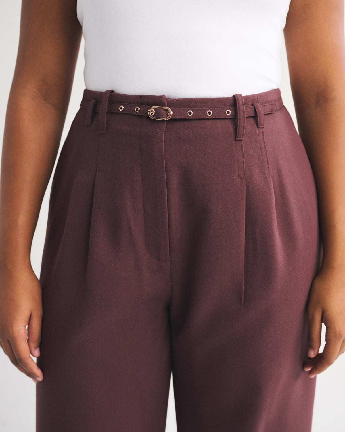 Abercrombie Curve Love A&F Sloane Tailored Hardware Wide Leg Pant