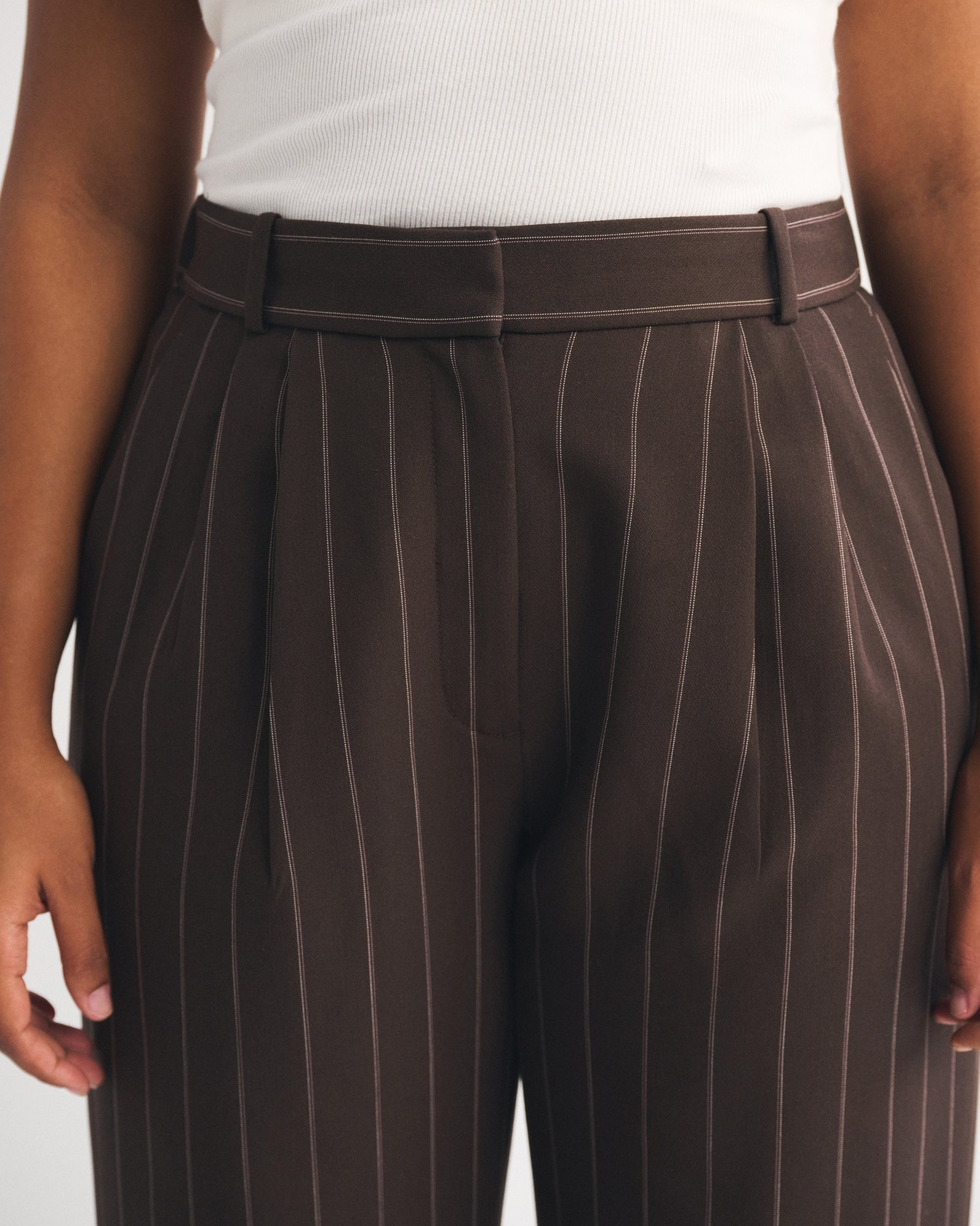 Abercrombie Curve Love A&F Sloane Tailored Hardware Wide Leg Pant