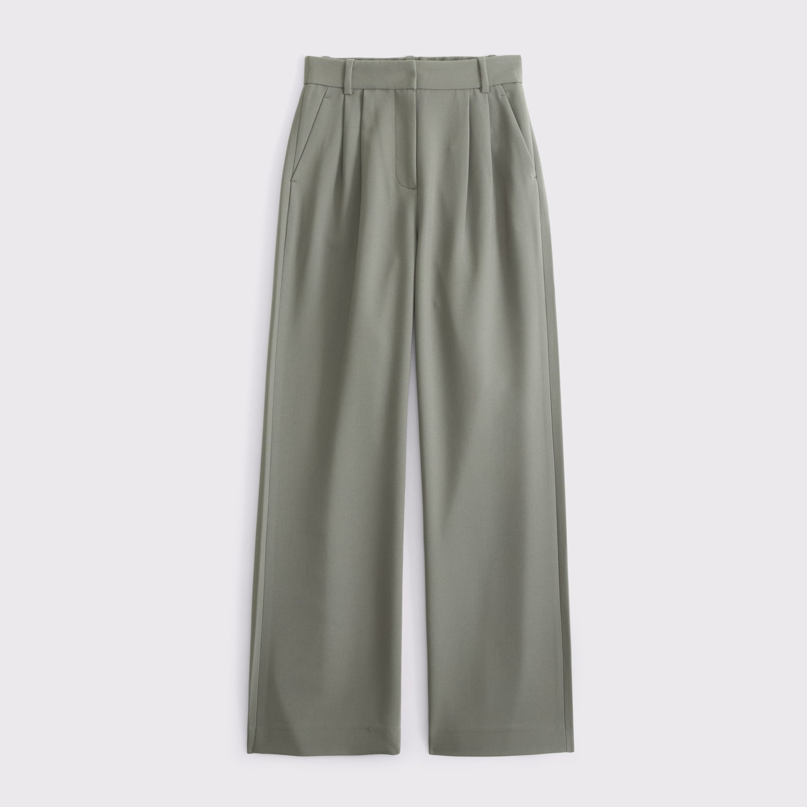 Abercrombie Curve Love A&F Sloane Tailored Hardware Wide Leg Pant