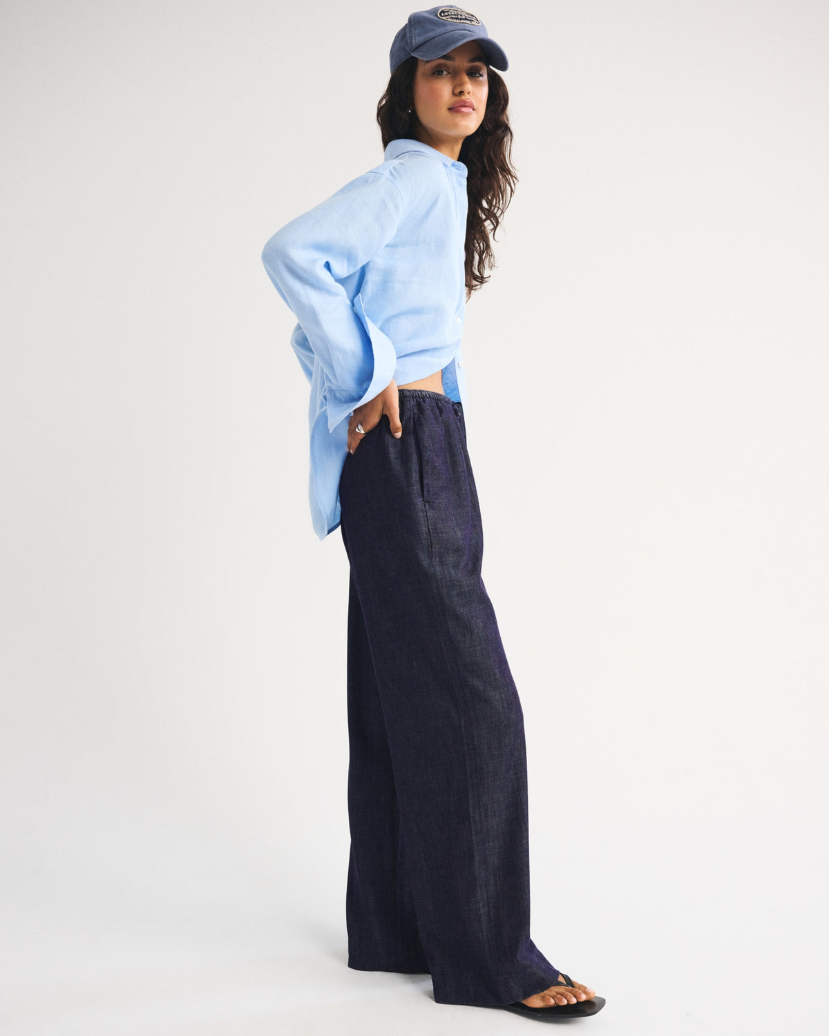 Abercrombie A&F Gemma Chambray Wide Leg Pull-On Pant