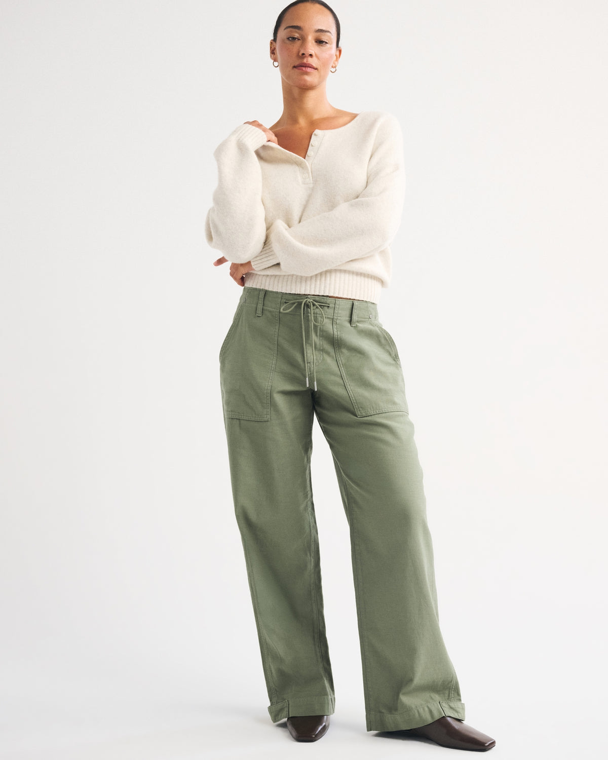Abercrombie 100% Cotton Curve Love Low Rise Ultra Loose Weekender Pant
