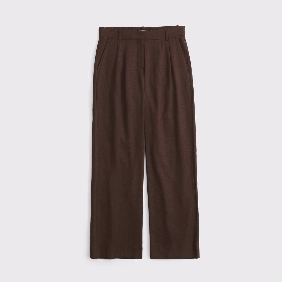 Abercrombie Curve Love A&F Sloane Low Rise Linen-Blend Tailored Wide Leg Pant