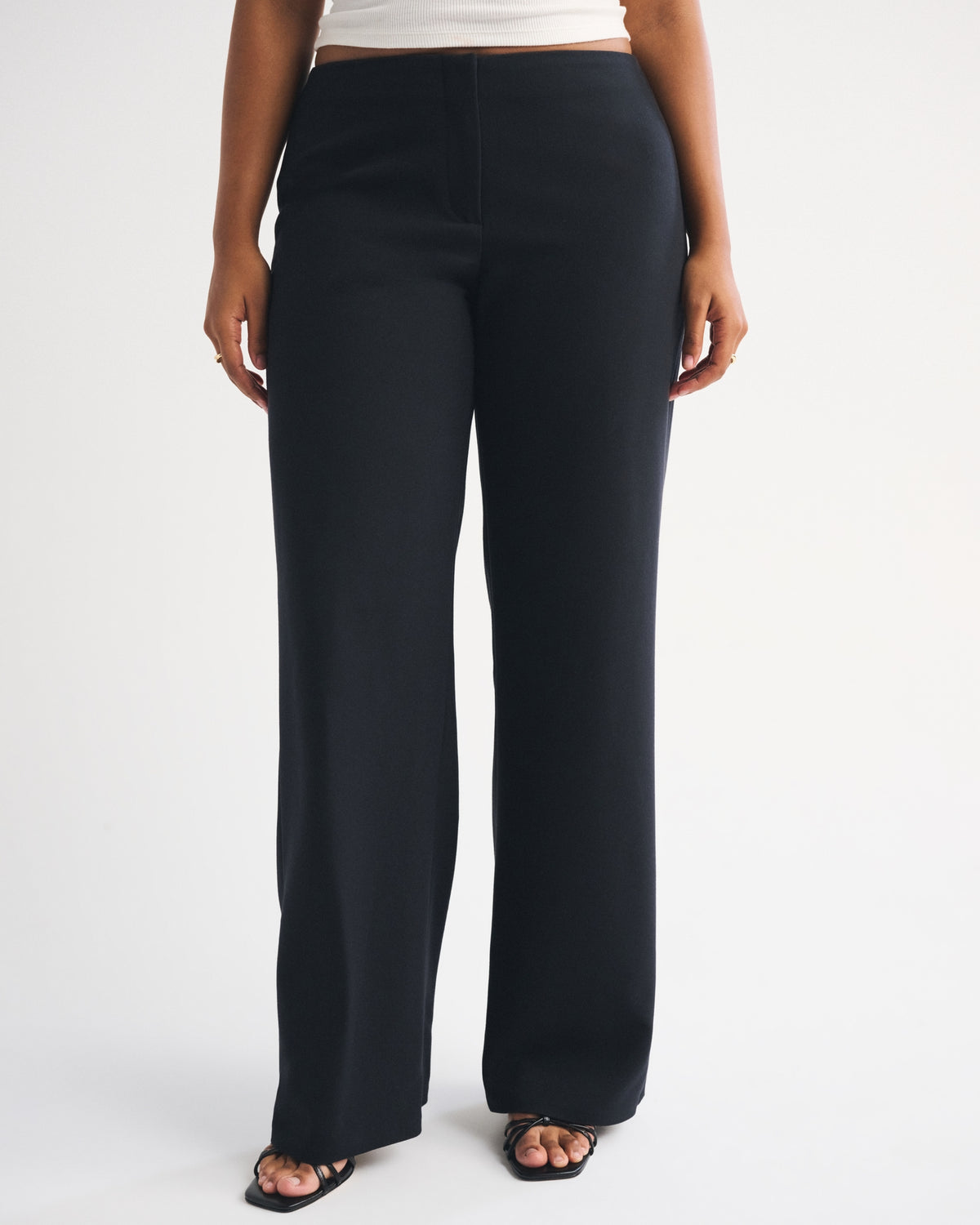 Abercrombie Curve Love Clean Waist Low Rise Tailored Wide Leg Pant