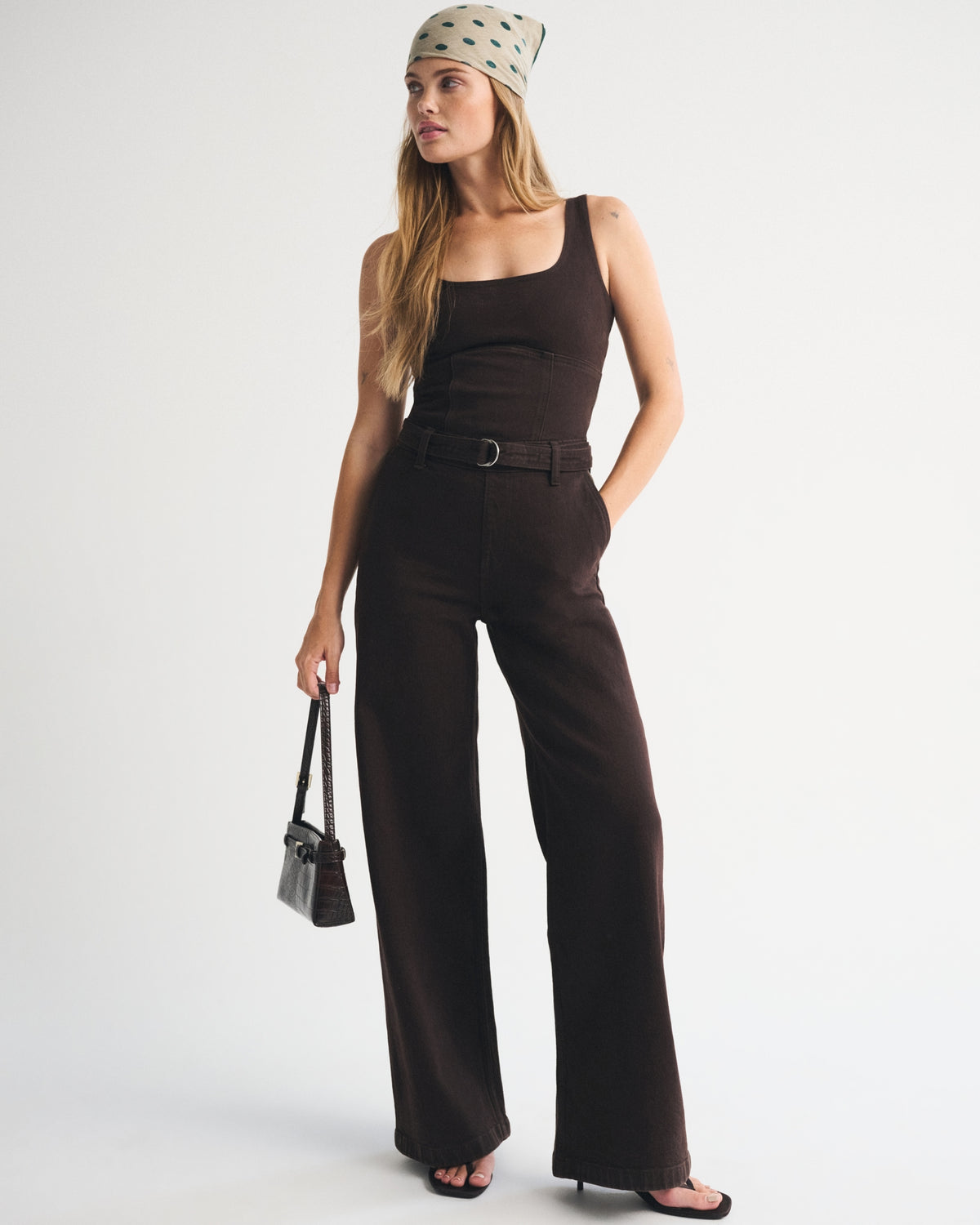 Abercrombie Belted Denim Jumpsuit