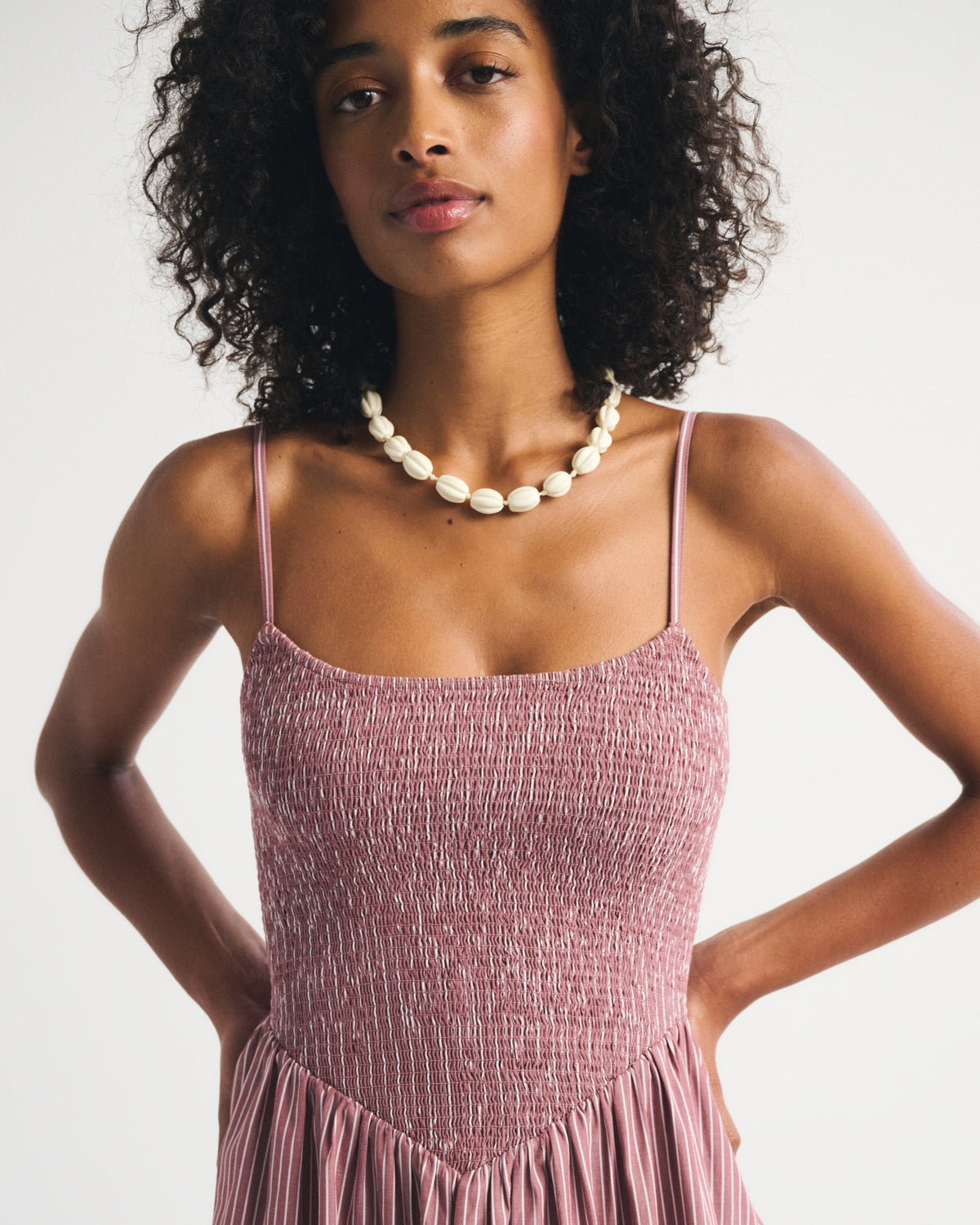 Abercrombie A&F Sydney Smocked Dipped-Waist Midi Dress