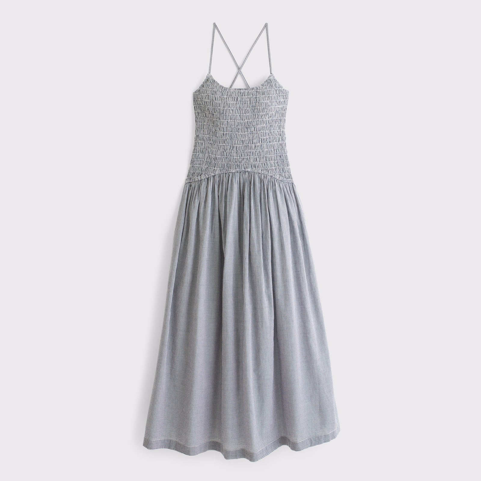 Abercrombie 100% Cotton Smocked Eyelet Drop-Waist Midi Dress