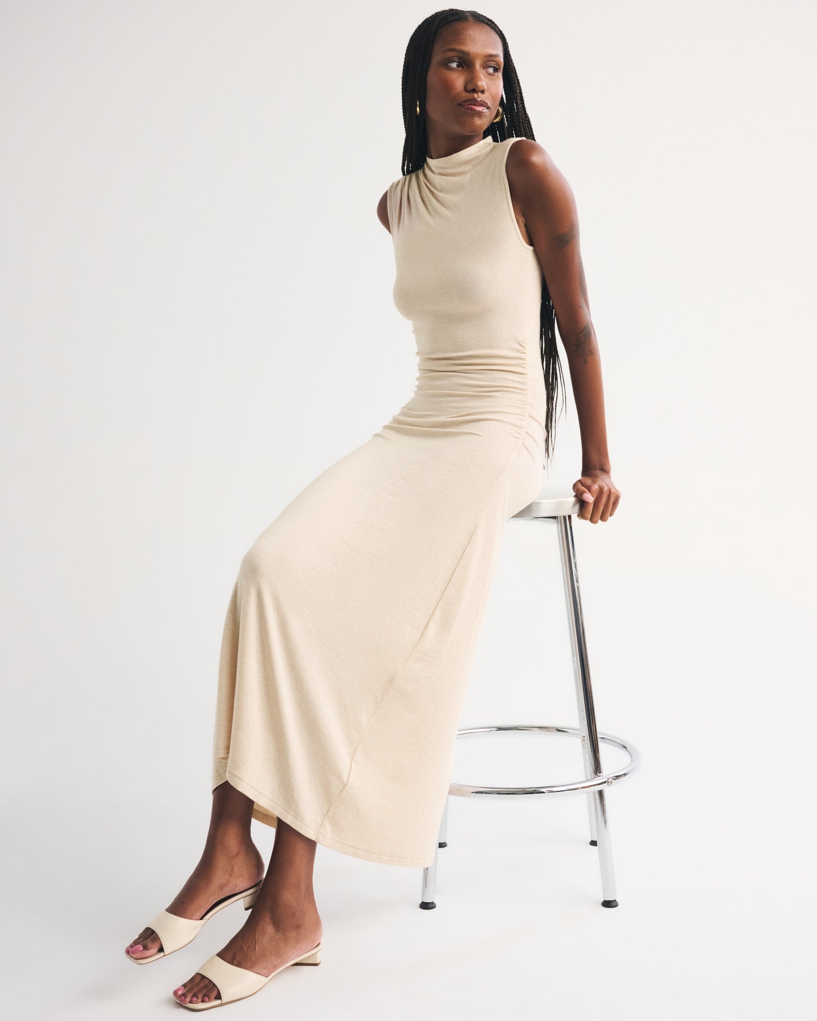 Abercrombie Fine Wool-Blend Mock Neck Maxi Dress