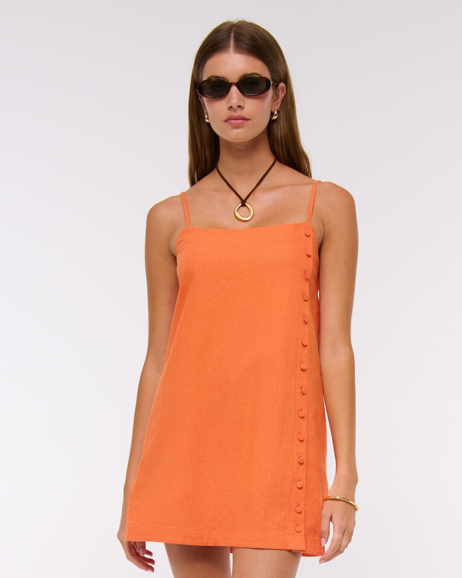 Abercrombie Linen-Blend Button Skort