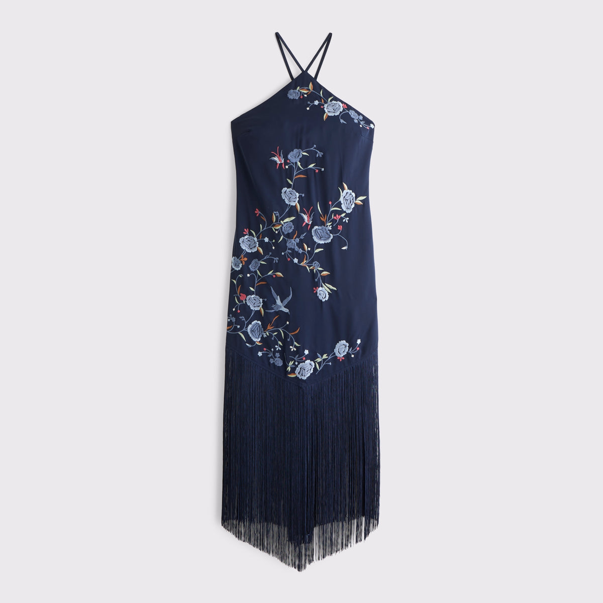 Abercrombie High Neck Fringe Midi Dress