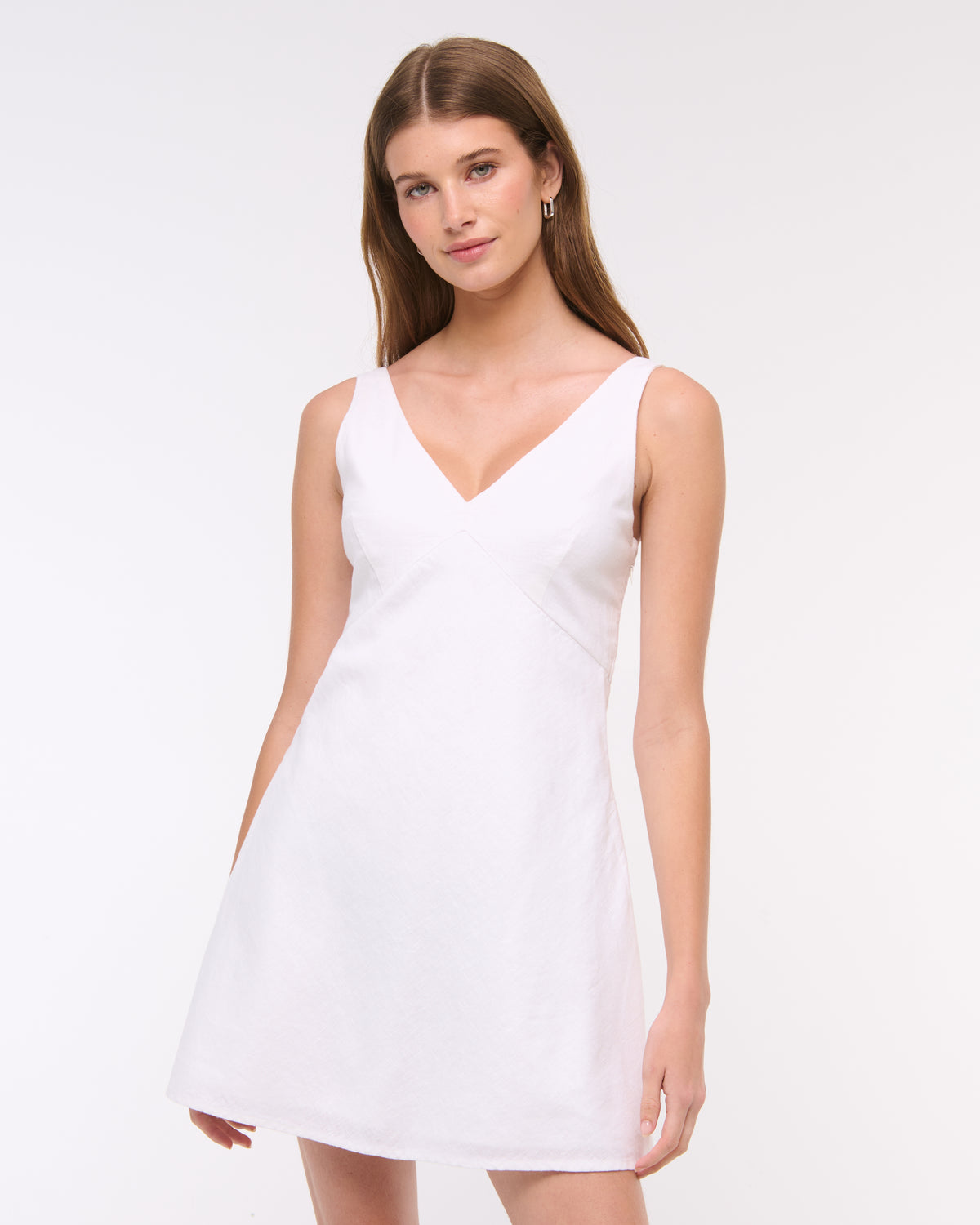 Abercrombie V-Neck Linen-Blend Mini Dress