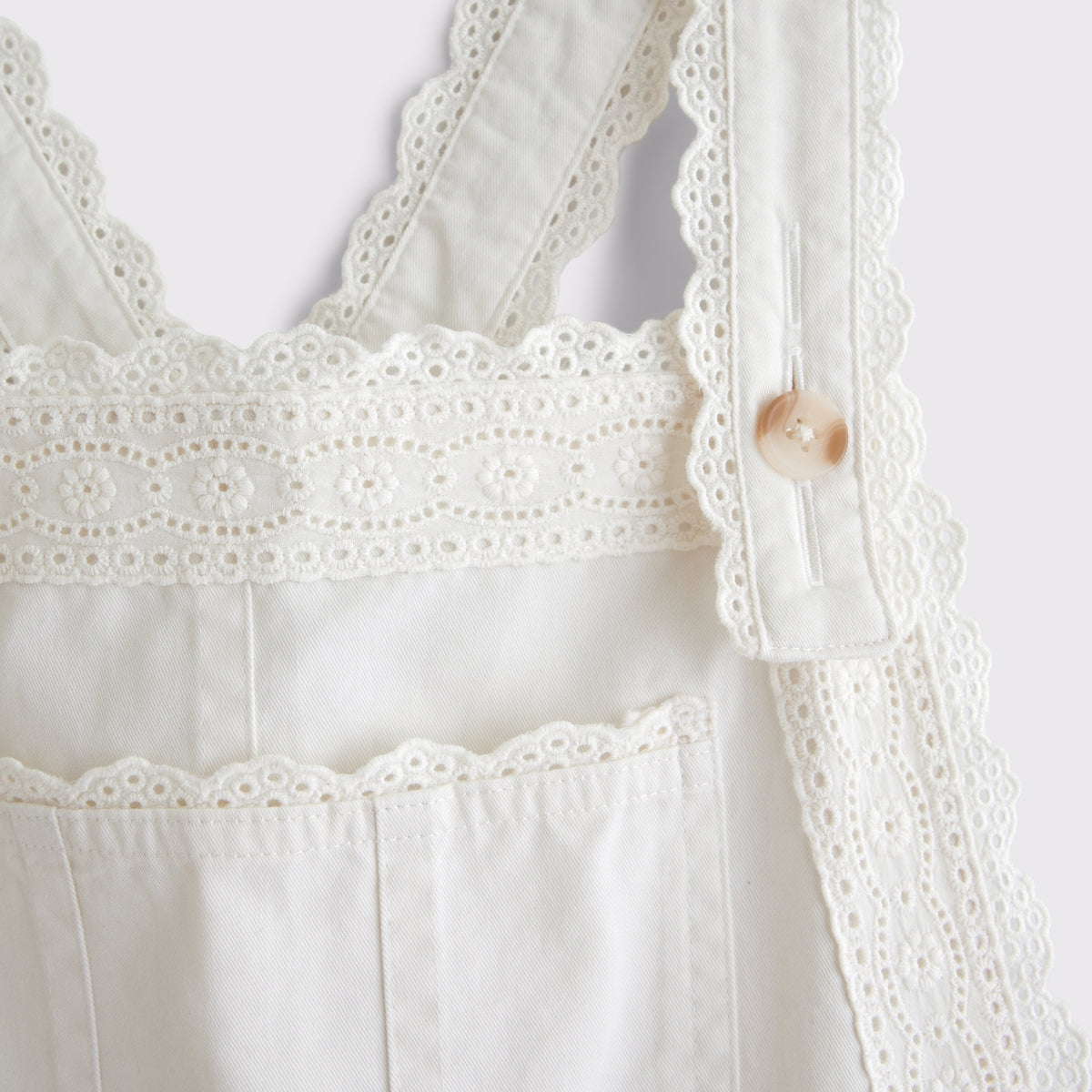 Abercrombie 100% Cotton Embroidered Trim Overall Jumpsuit