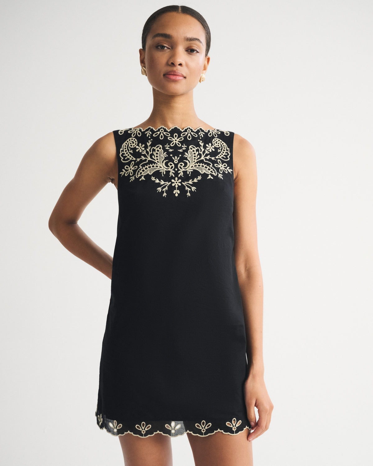 Abercrombie Embroidered High-Neck Mini Dress