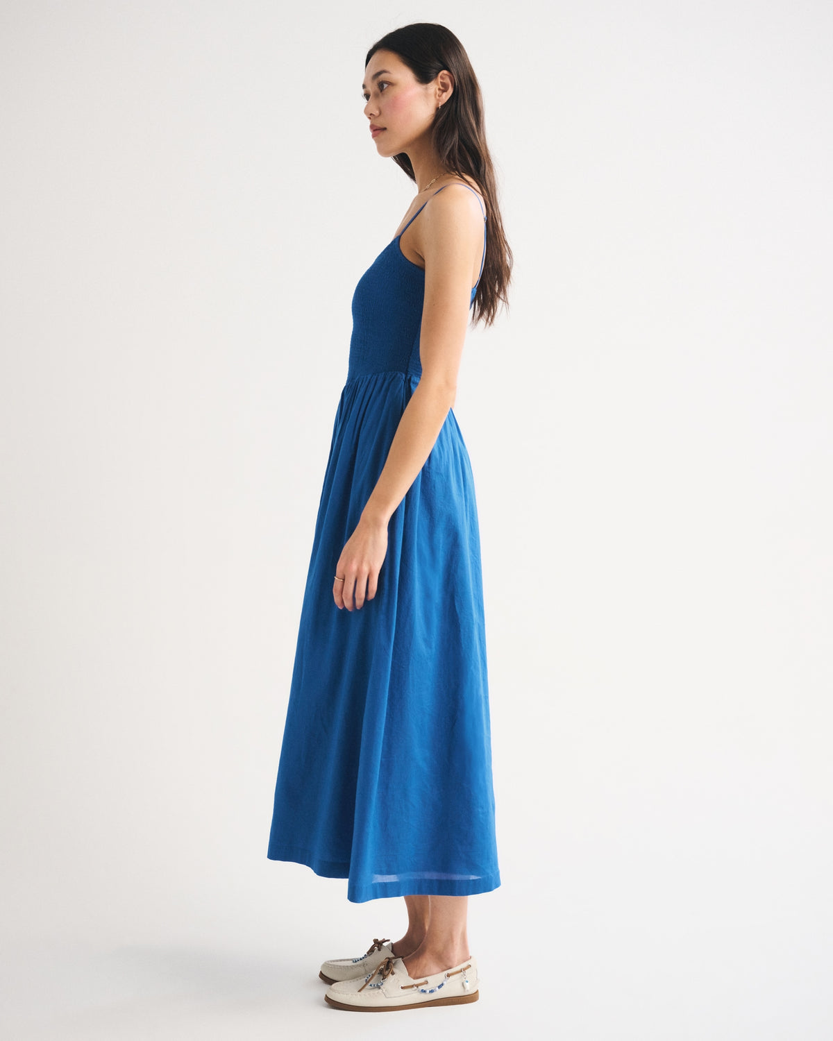Abercrombie 100% Cotton A&F Sydney Smocked Dipped-Waist Midi Dress
