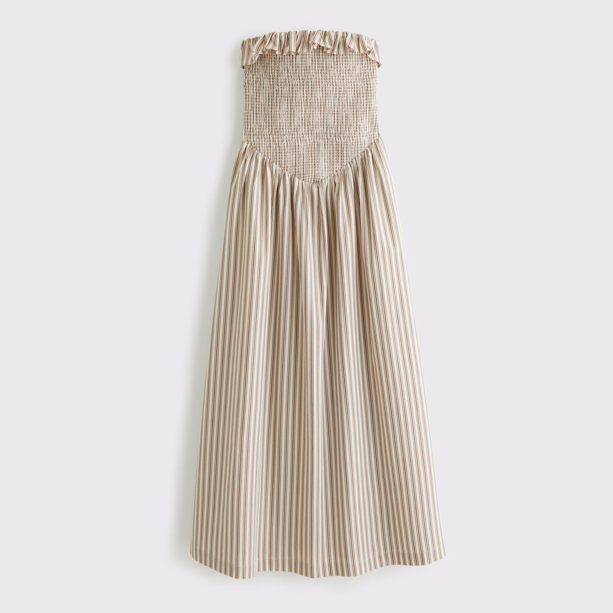 Abercrombie A&F Sydney Smocked Strapless Dipped-Waist Midi Dress