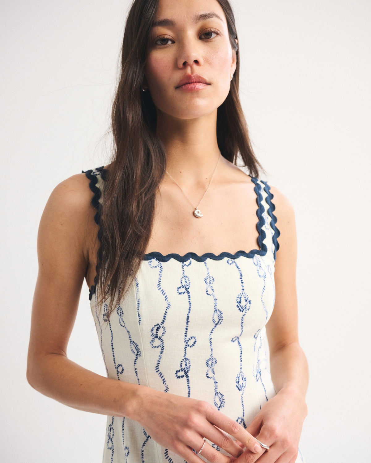 Abercrombie The A&F Mila Ric-Rac Linen-Blend Midi Dress