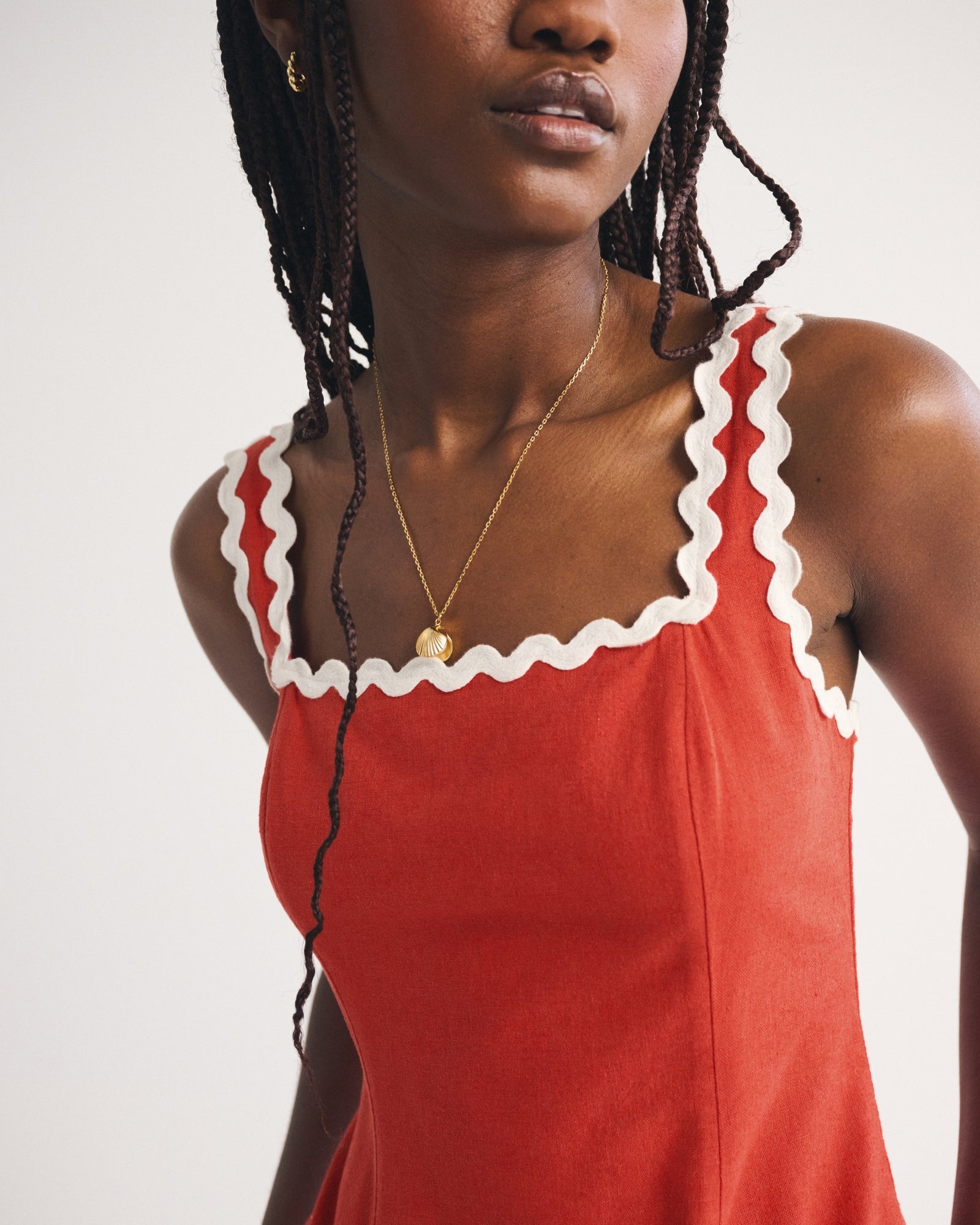 Abercrombie The A&F Mila Ric-Rac Linen-Blend Midi Dress