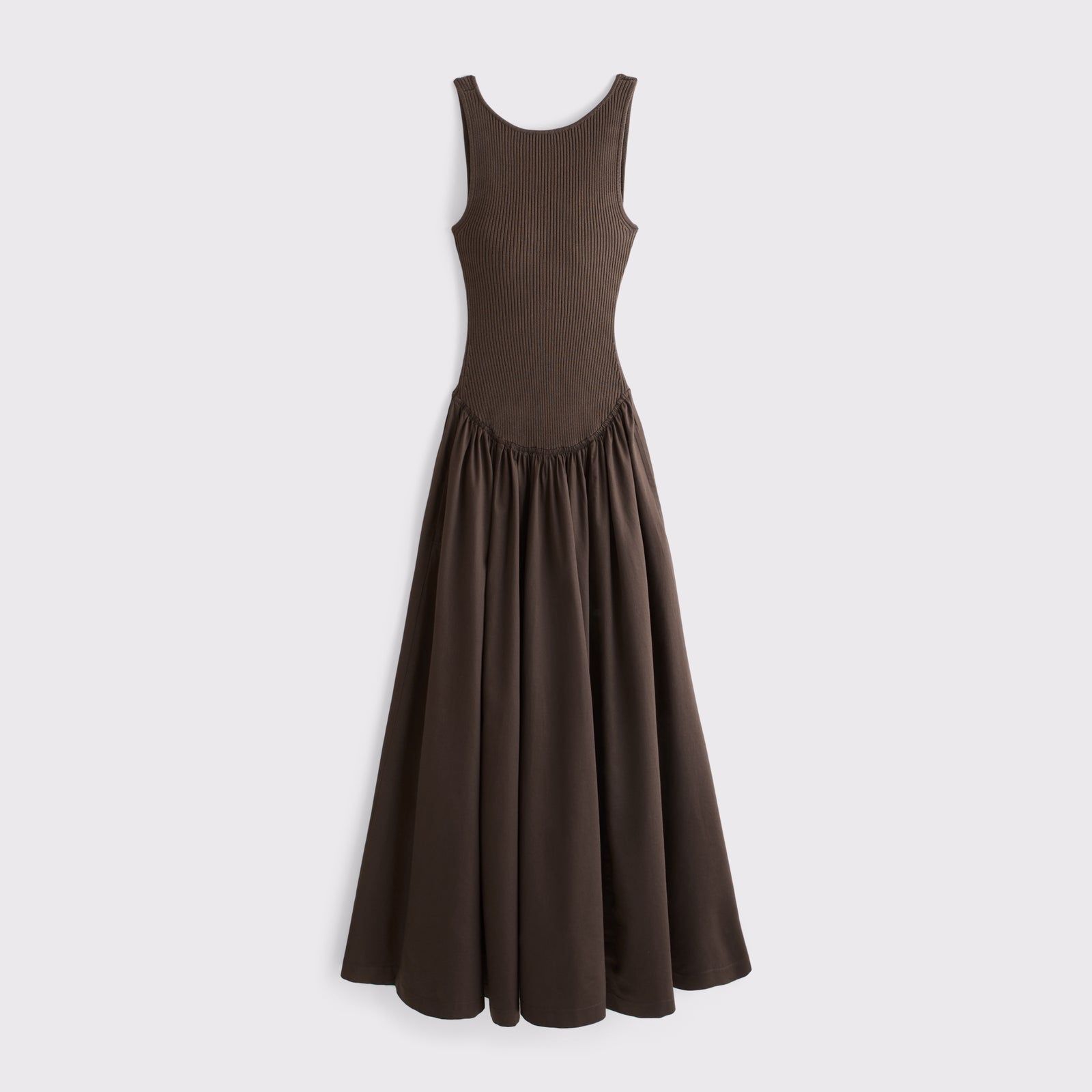 Abercrombie Mixed Fabric High-Neck Maxi Dress