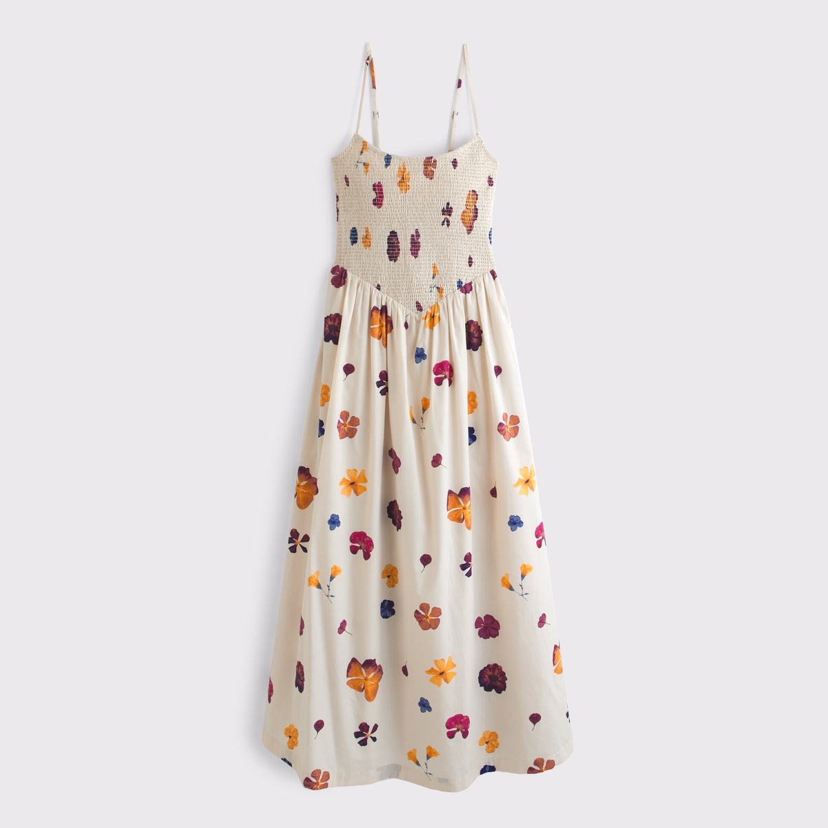 Abercrombie A&F Sydney Smocked Dipped-Waist Midi Dress