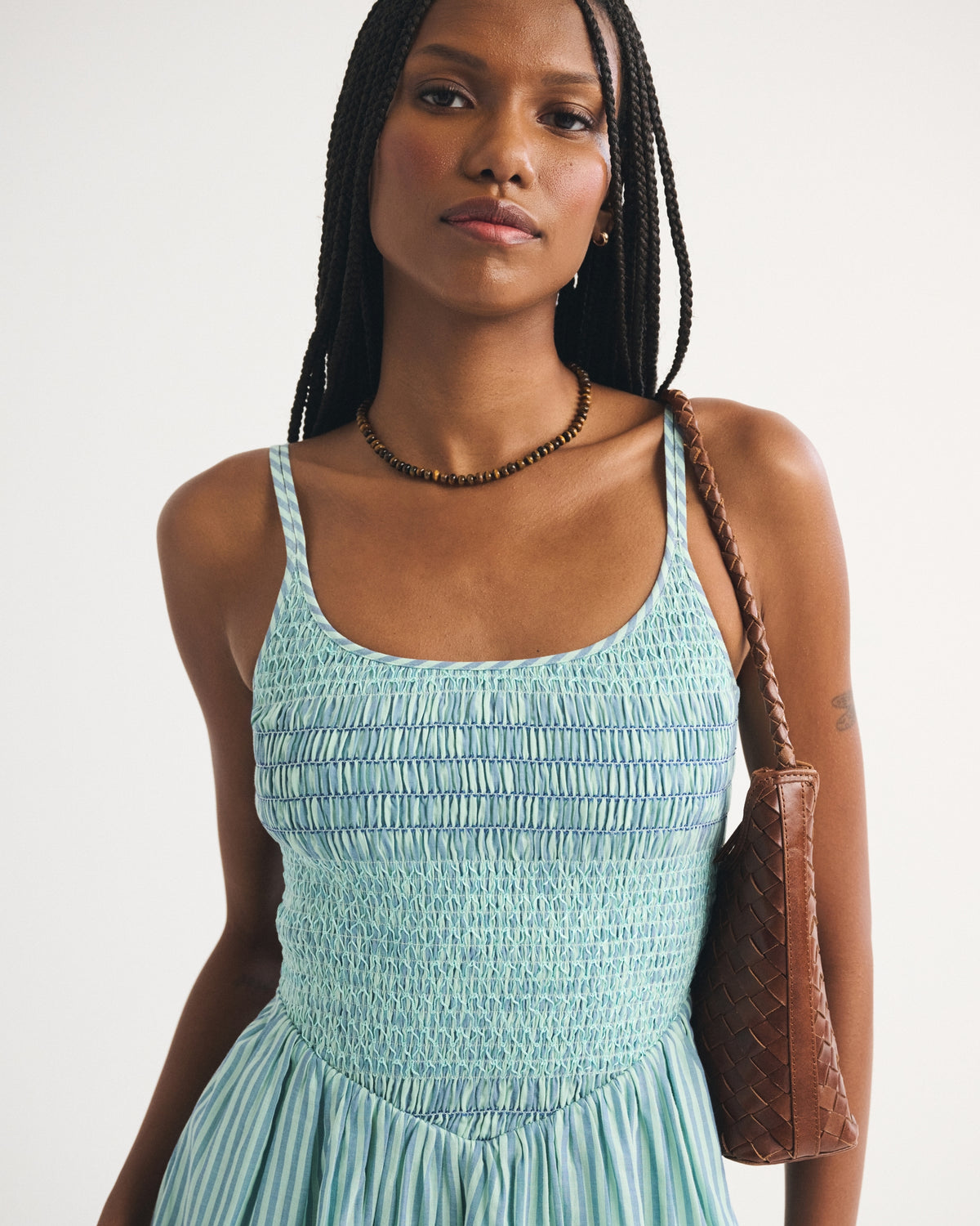 Abercrombie 100% Cotton A&F Sydney Smocked Dipped-Waist Maxi Dress