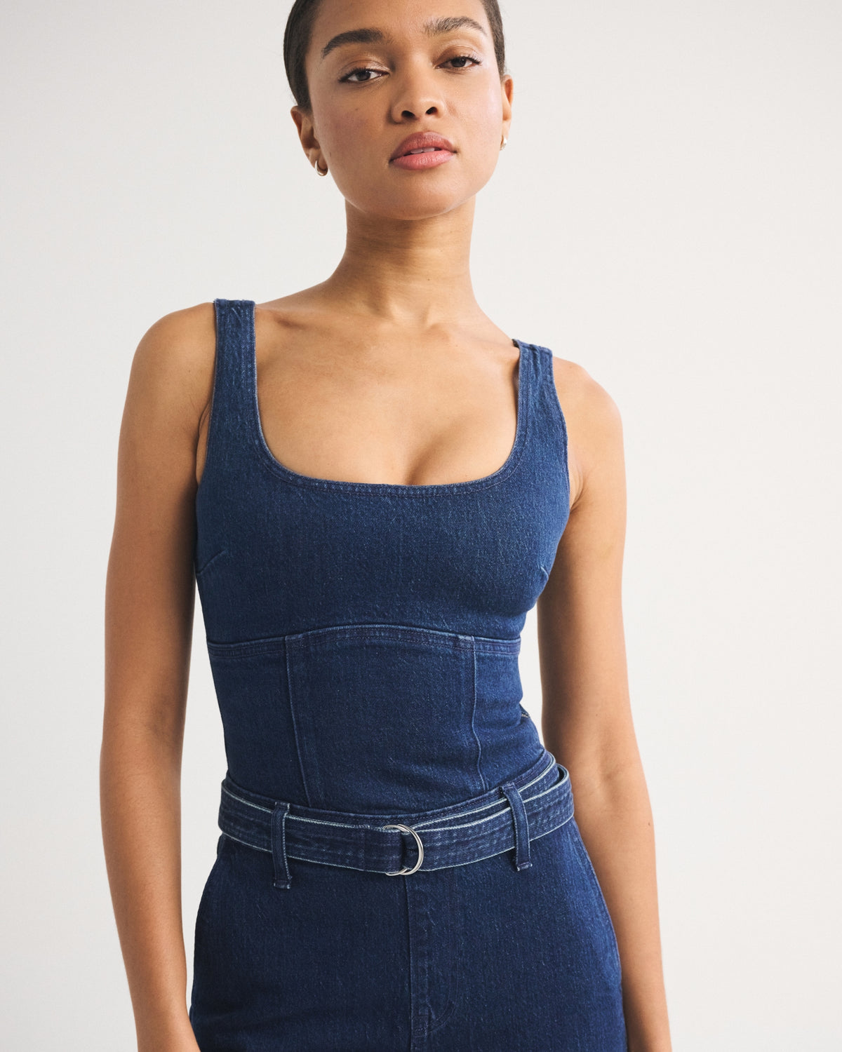 Abercrombie Belted Denim Jumpsuit