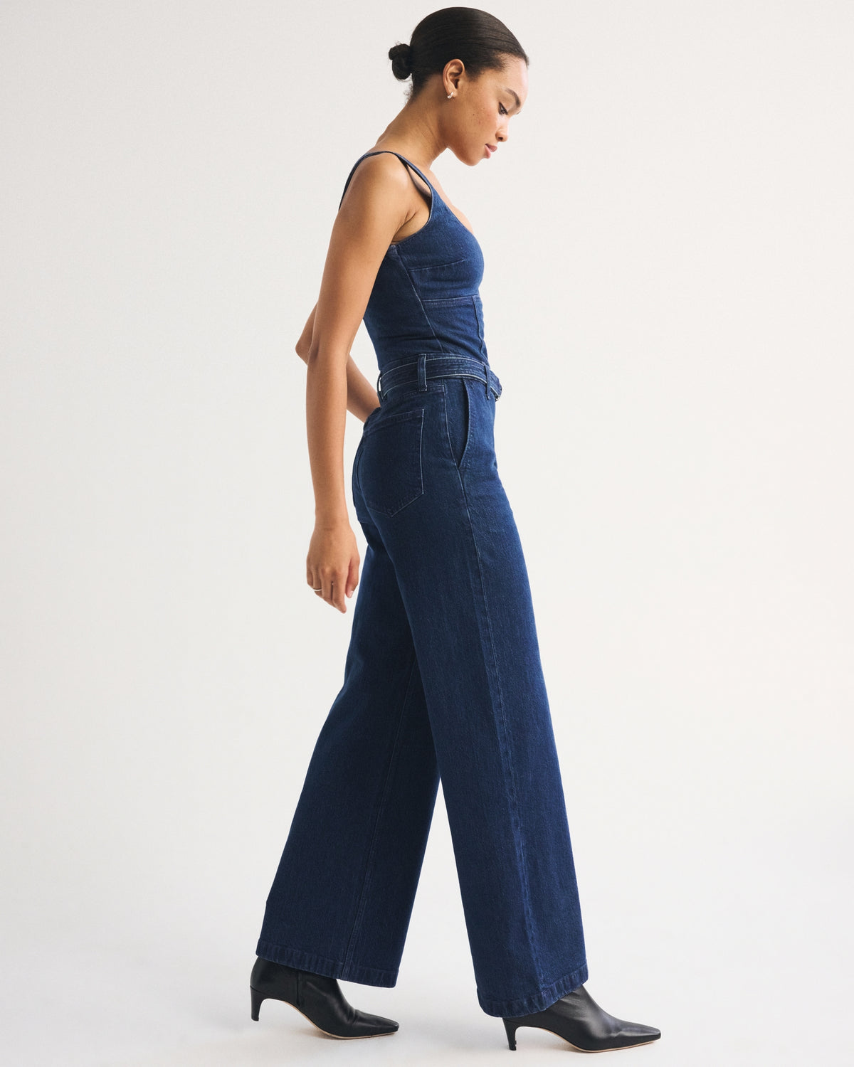 Abercrombie Belted Denim Jumpsuit