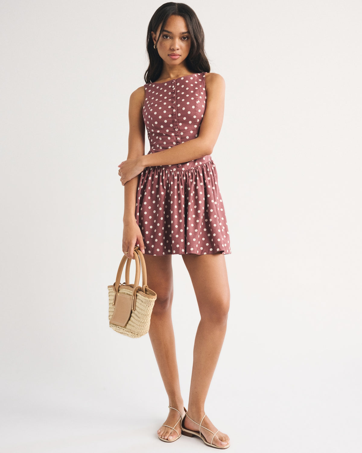 Abercrombie High Neck Button-Embellished Mini Dress