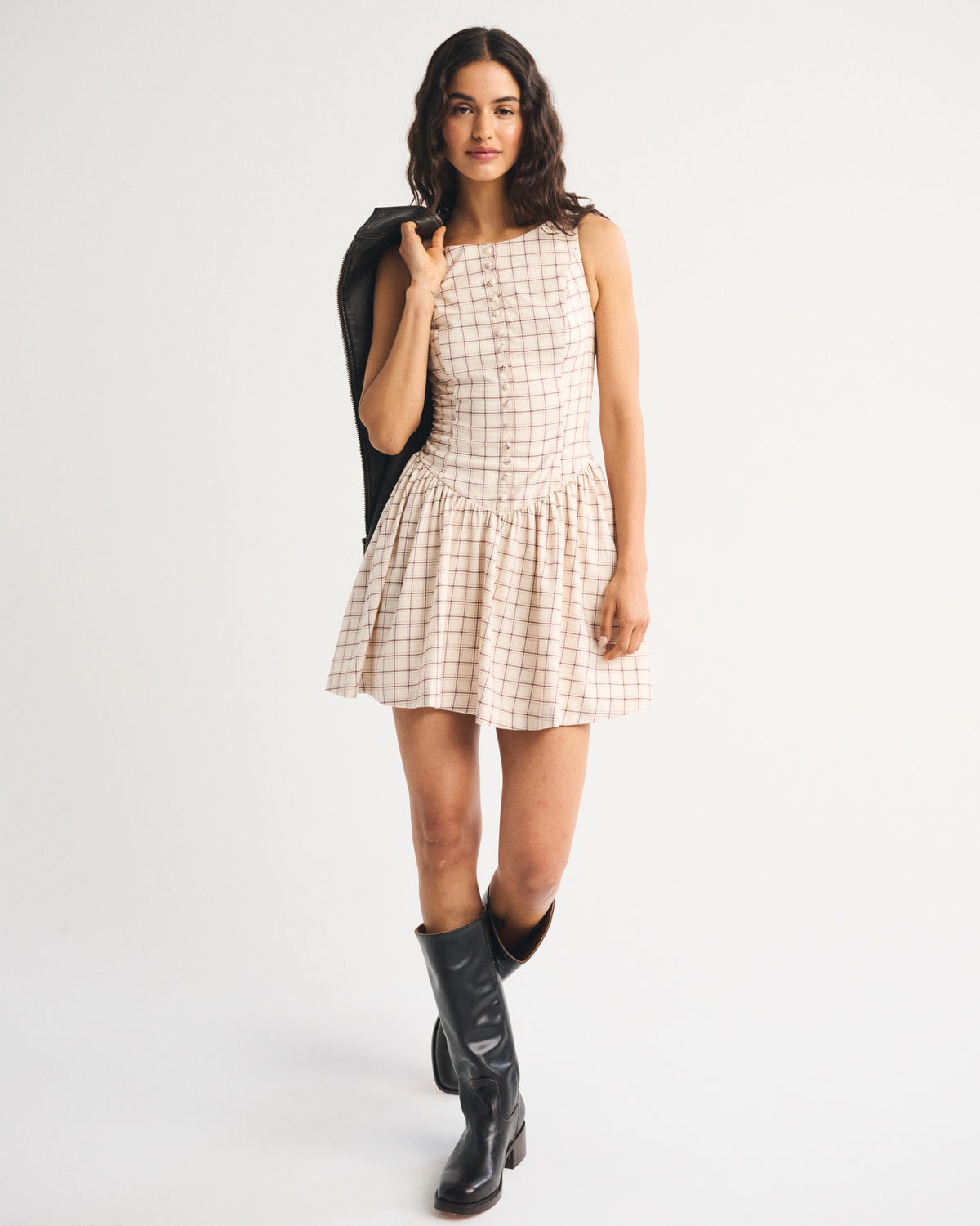 Abercrombie High Neck Button-Embellished Mini Dress