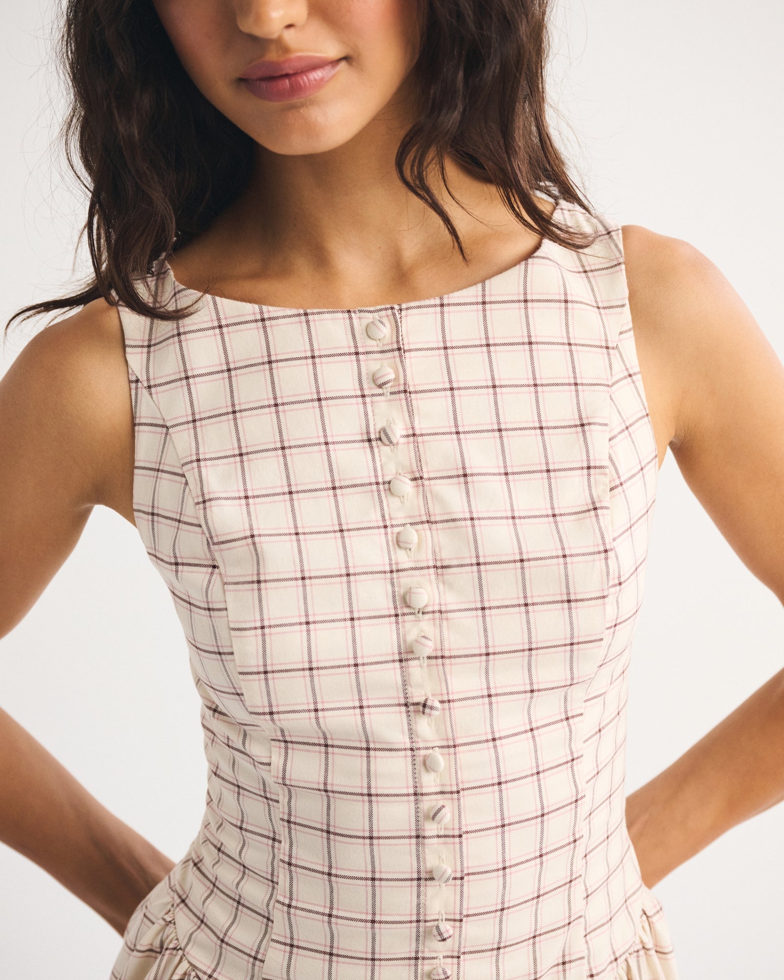 Abercrombie High Neck Button-Embellished Mini Dress