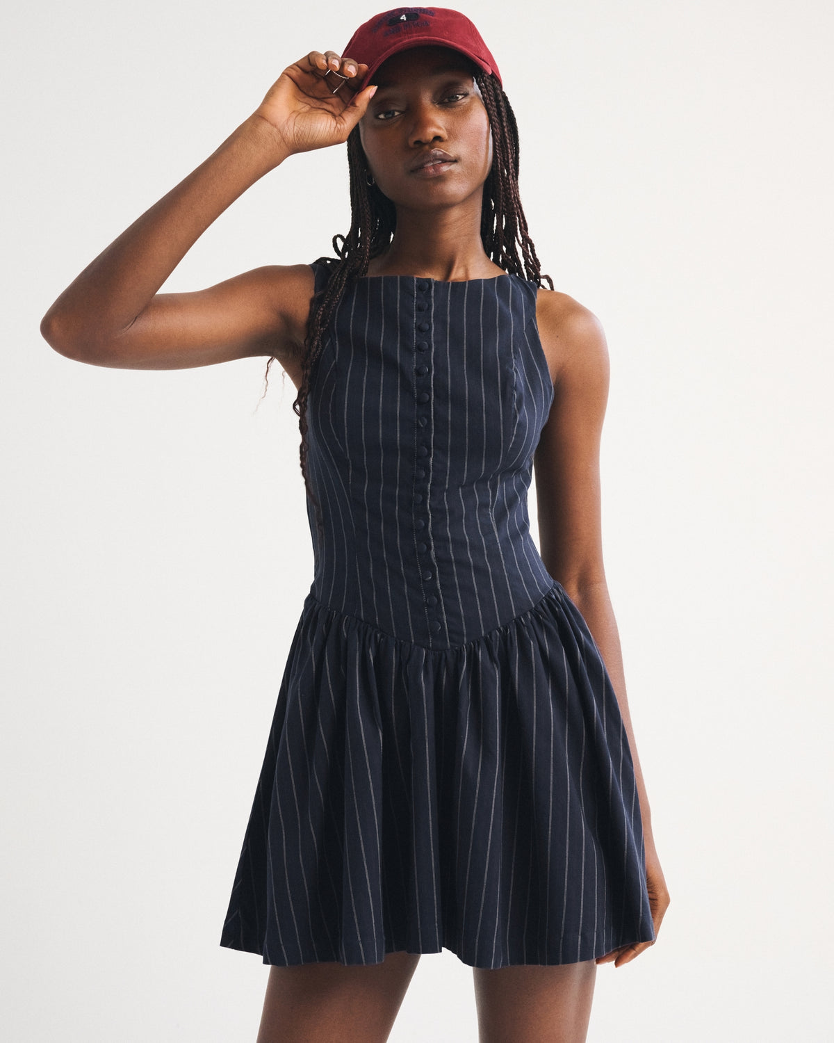 Abercrombie High Neck Button-Embellished Mini Dress